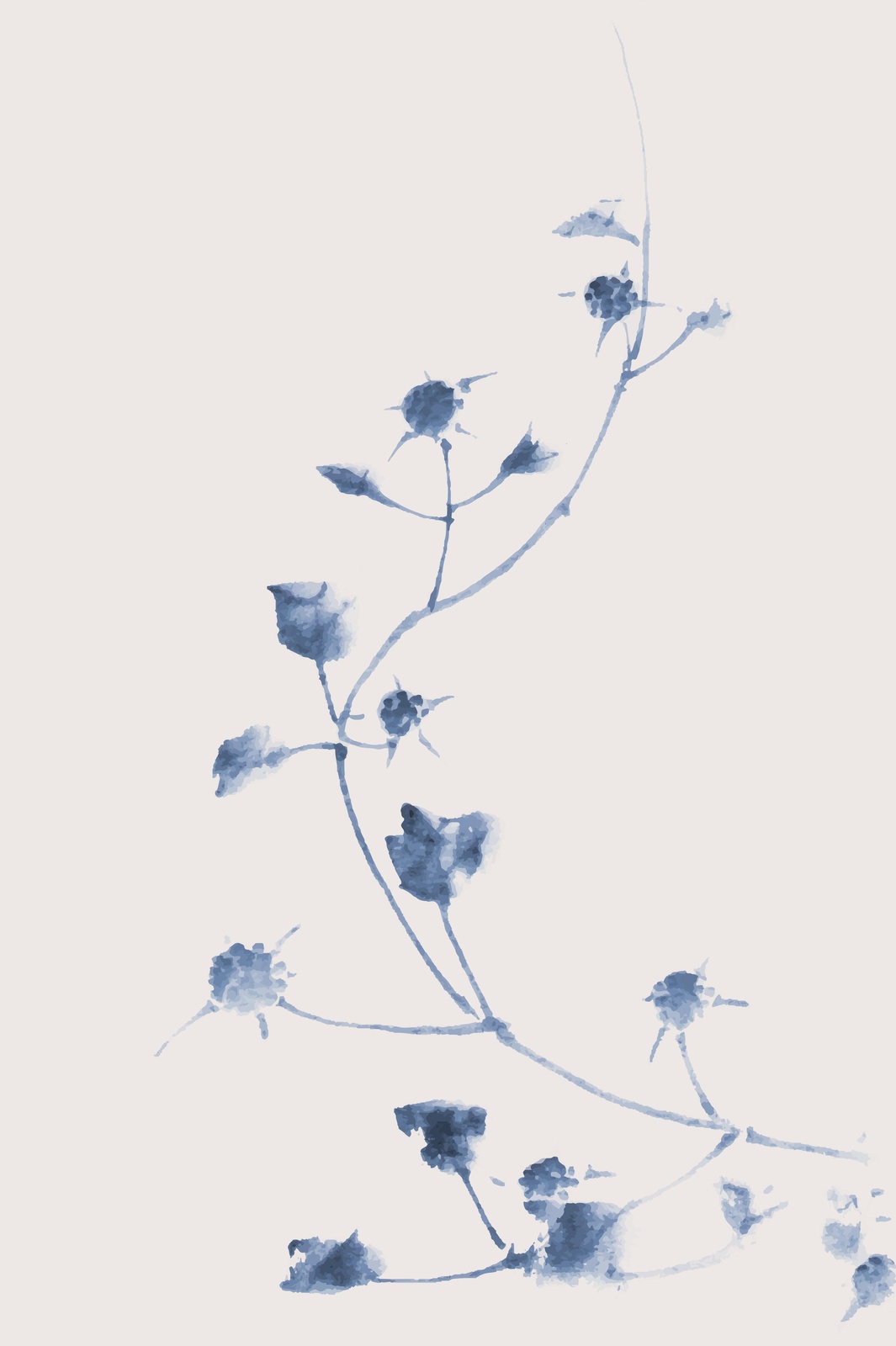 Elegant Blue Floral Branch Wall Art