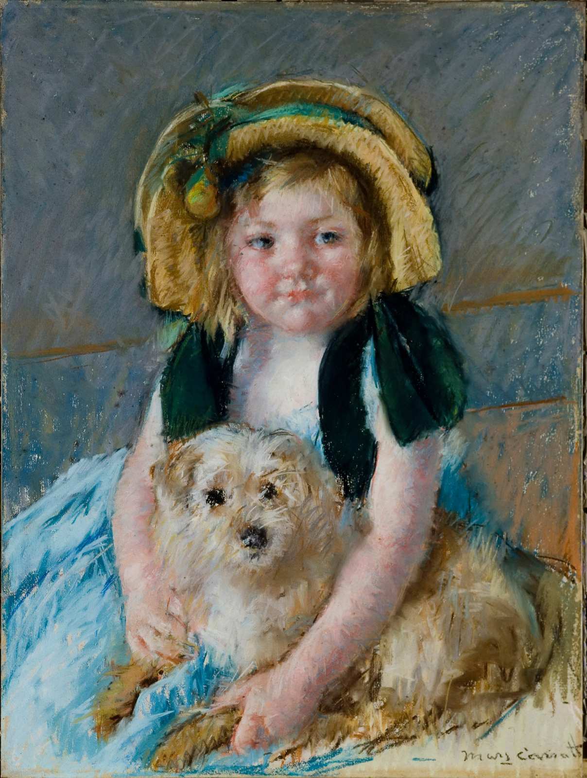 Child with Dog Pastel Art Wall Art