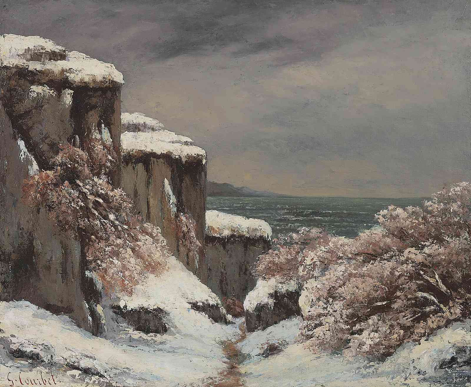 Winter Coastal Cliffs Snow Wall Art