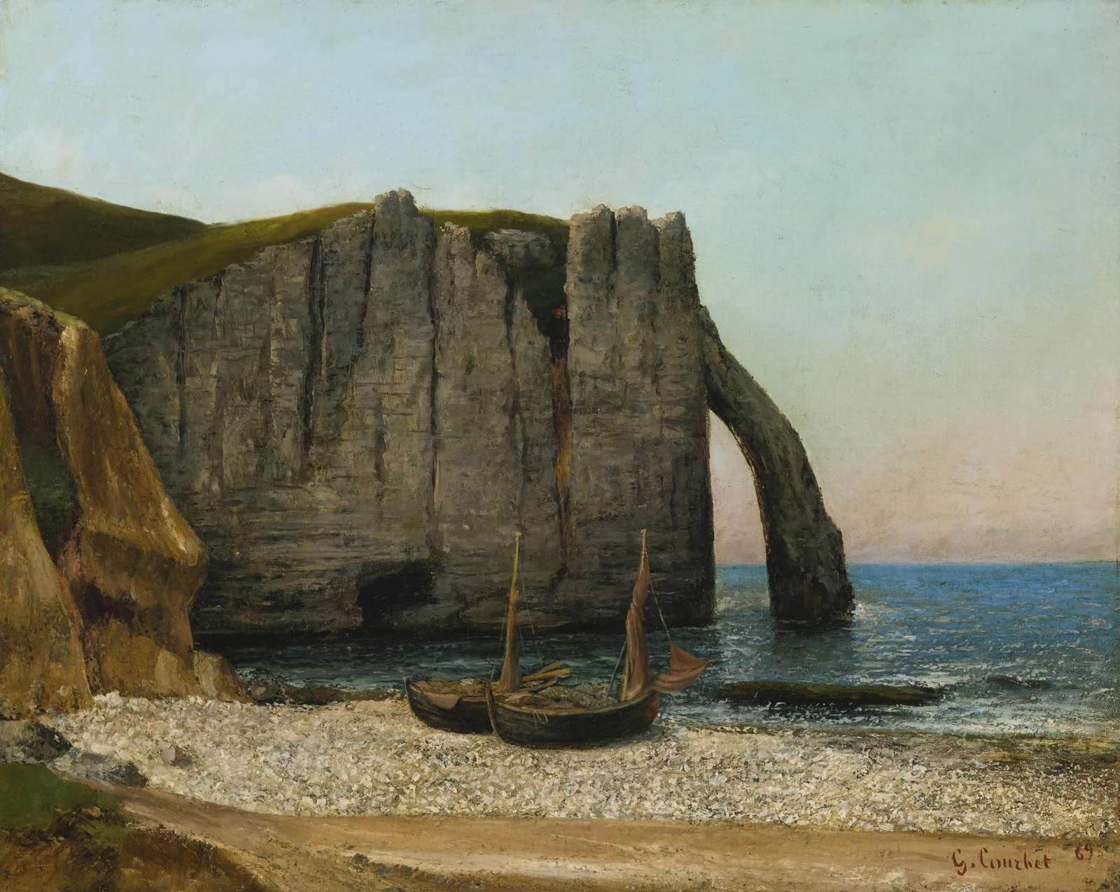 Coastal Cliffs & Boats Normandy Wall Art