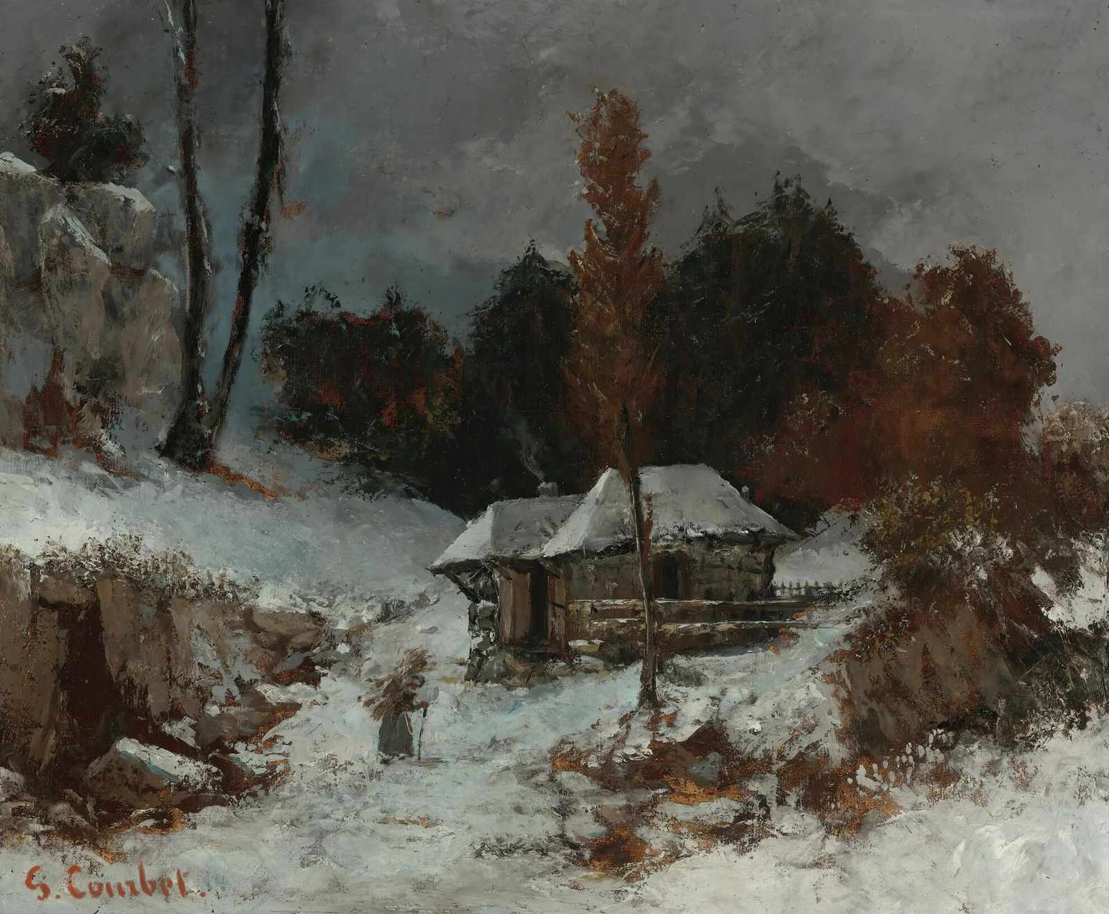Cozy Winter Cabin Landscape Wall Art