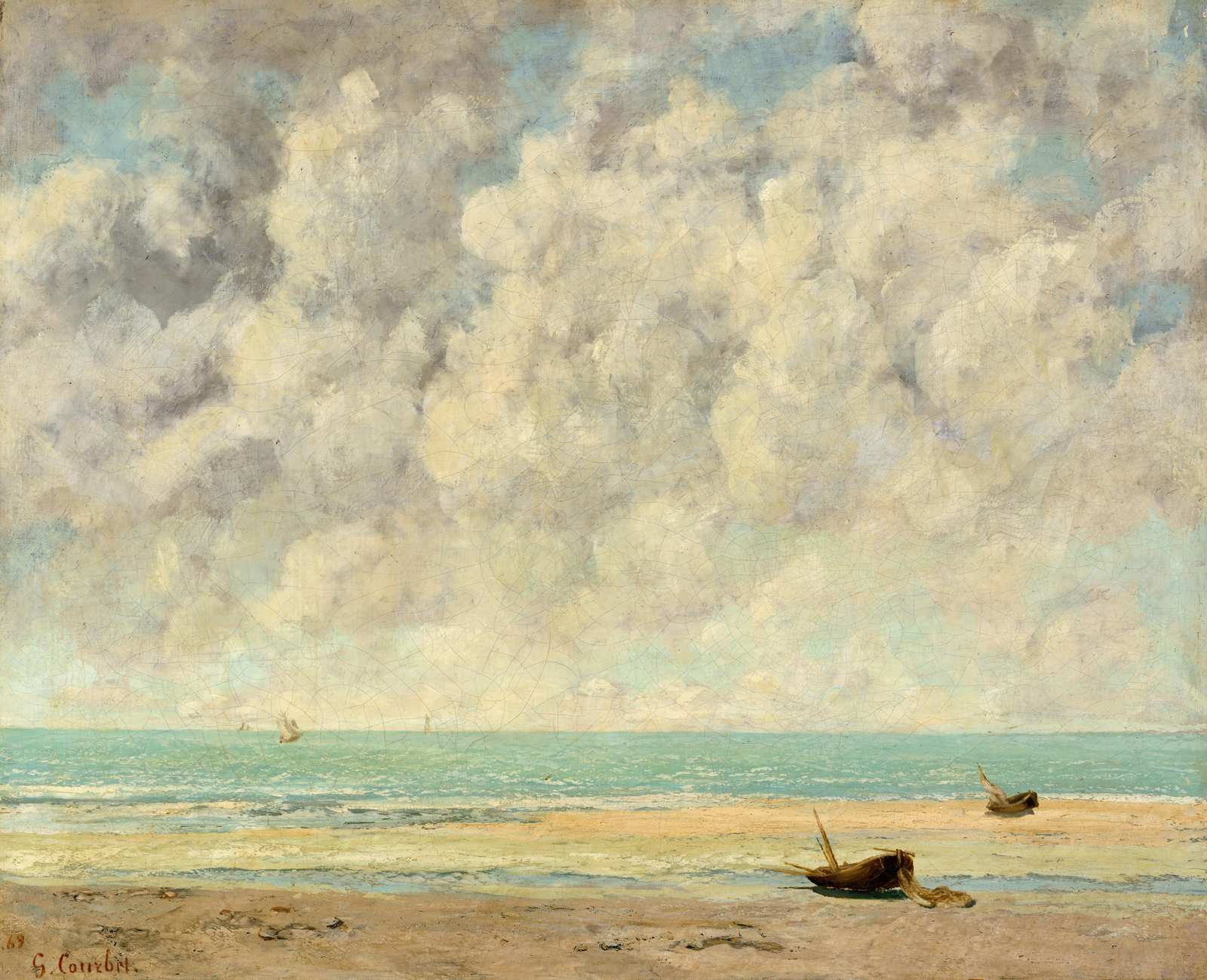 Serene Coastal View: Seascape Boats Wall Art