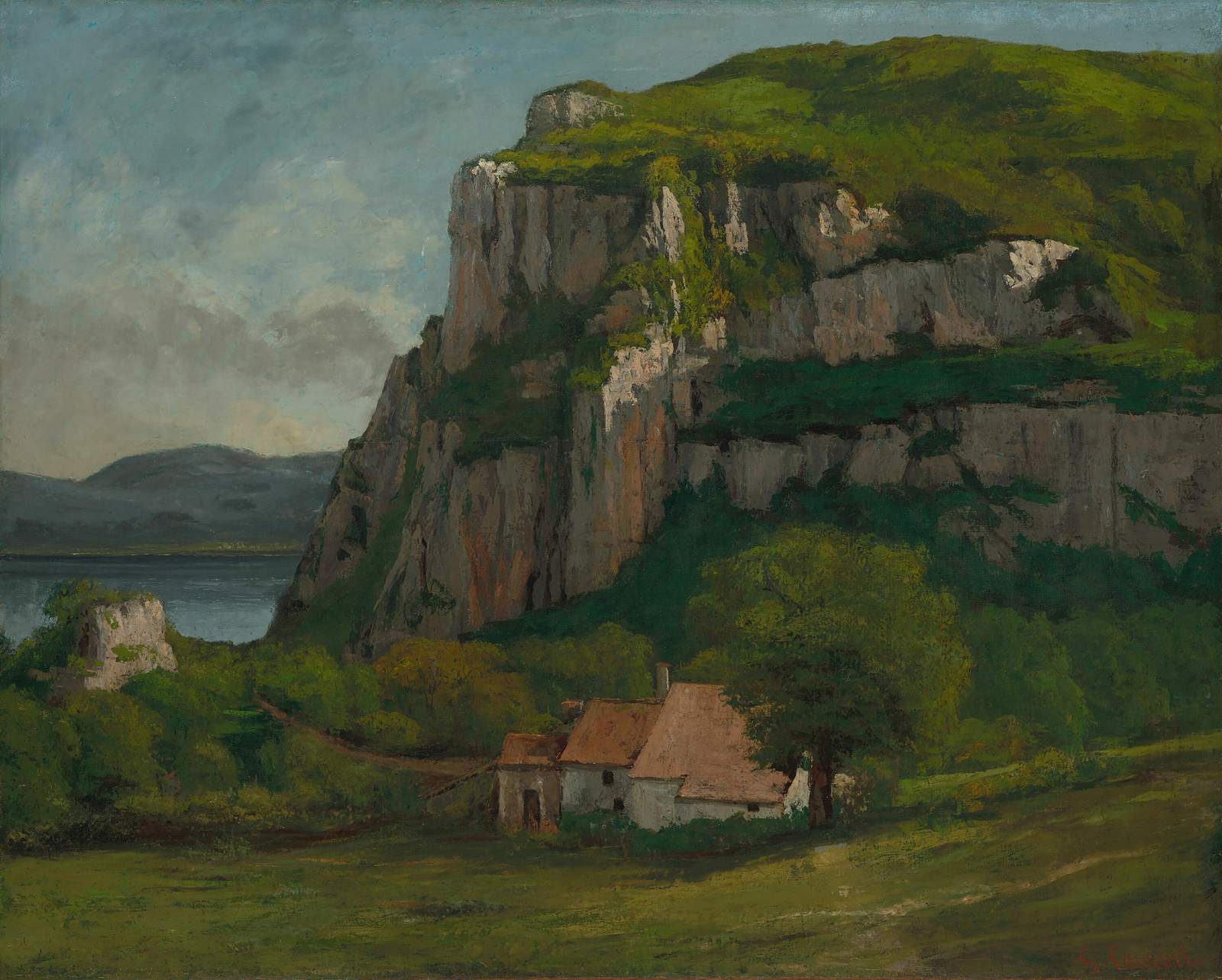 Serene Cliffside Village Landscape Wall Art