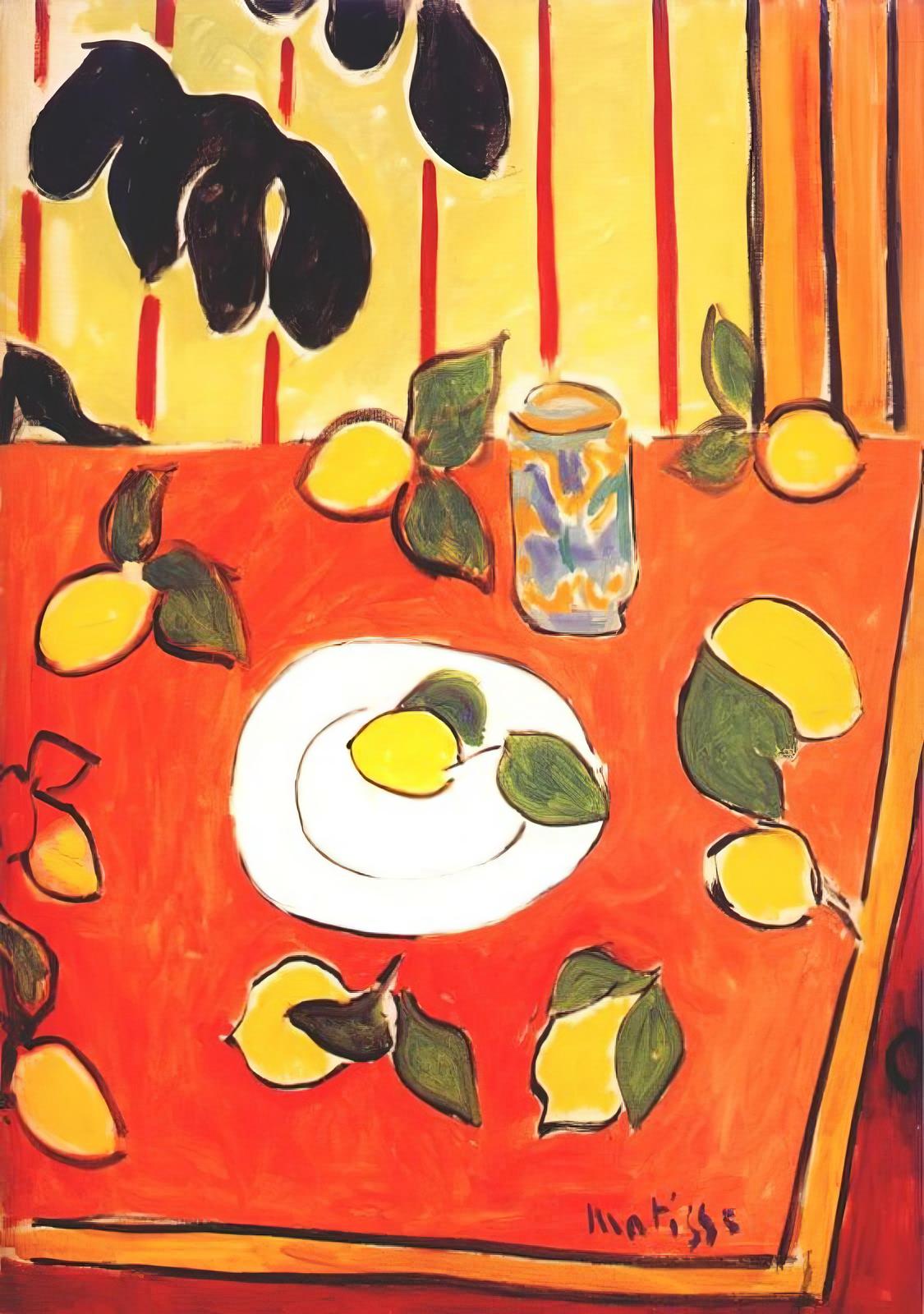 Vibrant Lemon Still Life Matisse Style Wall Art