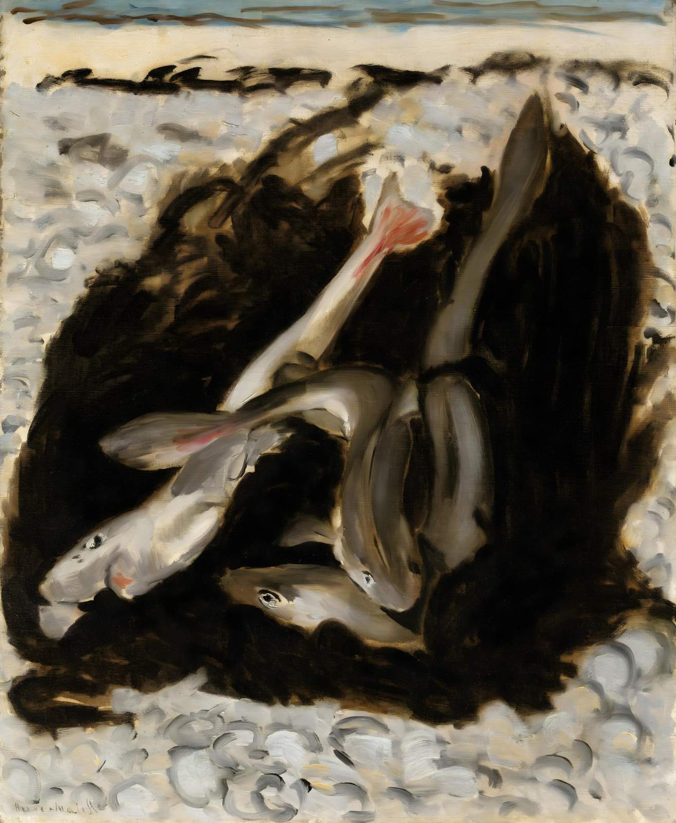 Dramatic Fish Still Life Oil Painting Wall Art