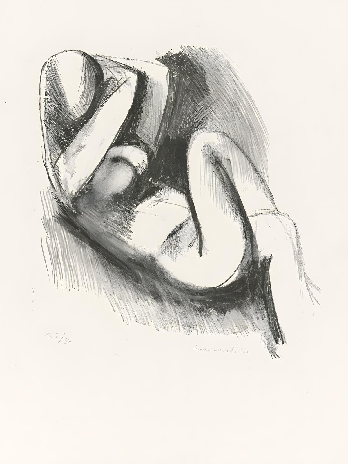Expressive Figure Charcoal Sketch Wall Art