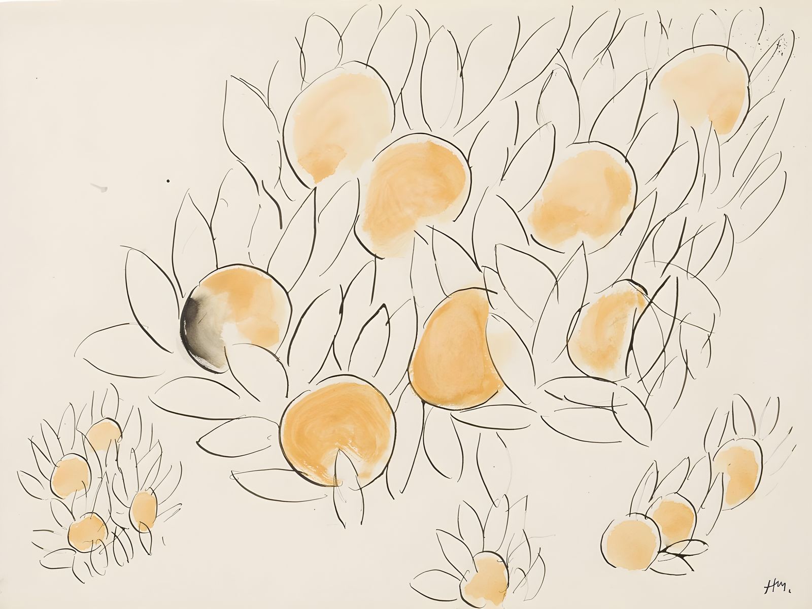Abstract Orange Blossom Wall Art