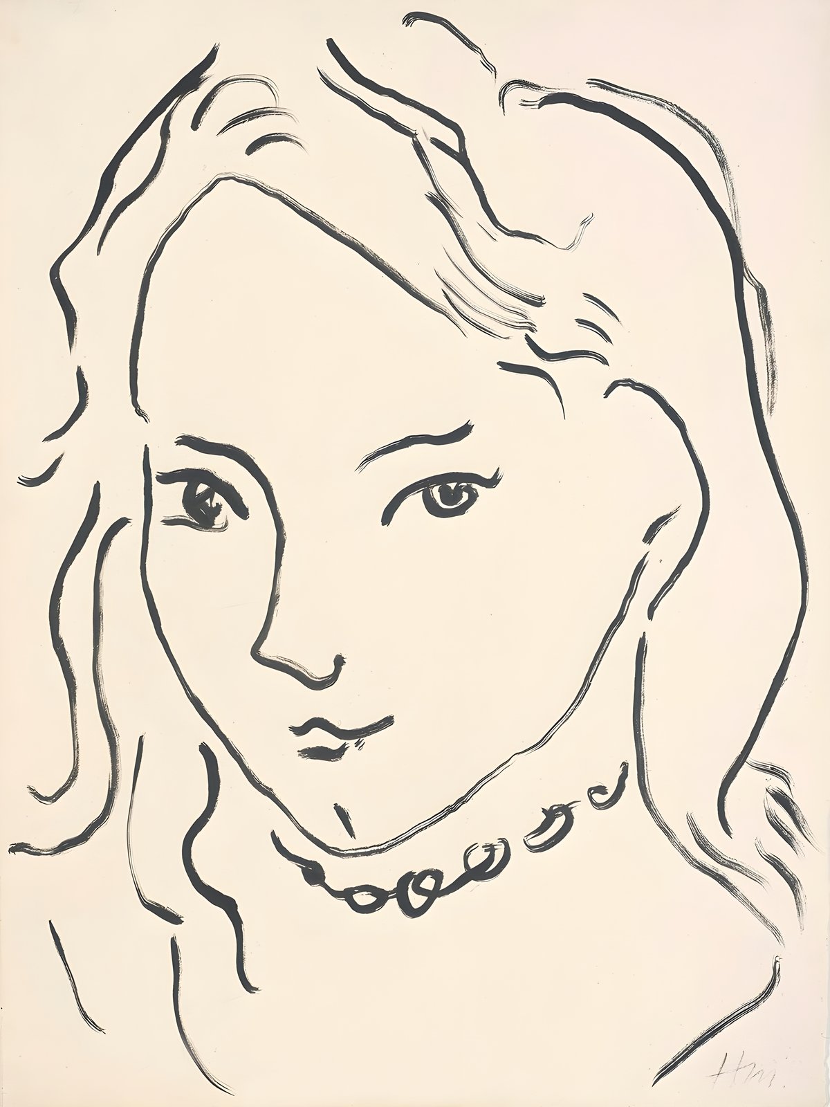 Elegant Woman Portrait Matisse-Inspired Wall Art