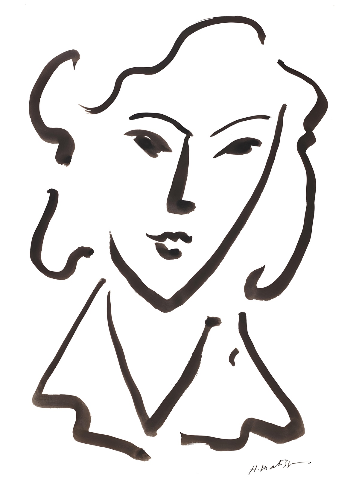 Minimalist Face Ink Line Art Wall Art