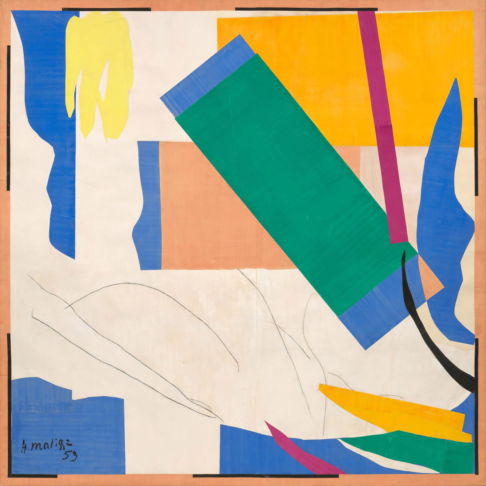 Vibrant Matisse Cut-Outs 'Blue Nude' Wall Art