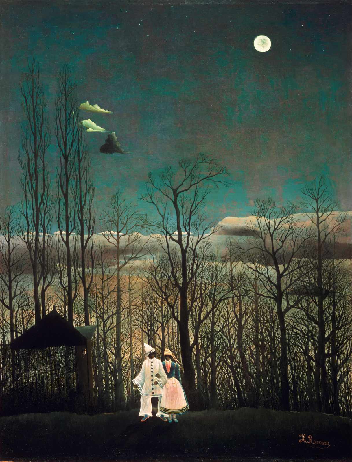 Enchanting Moonlight Couple Vintage Wall Art