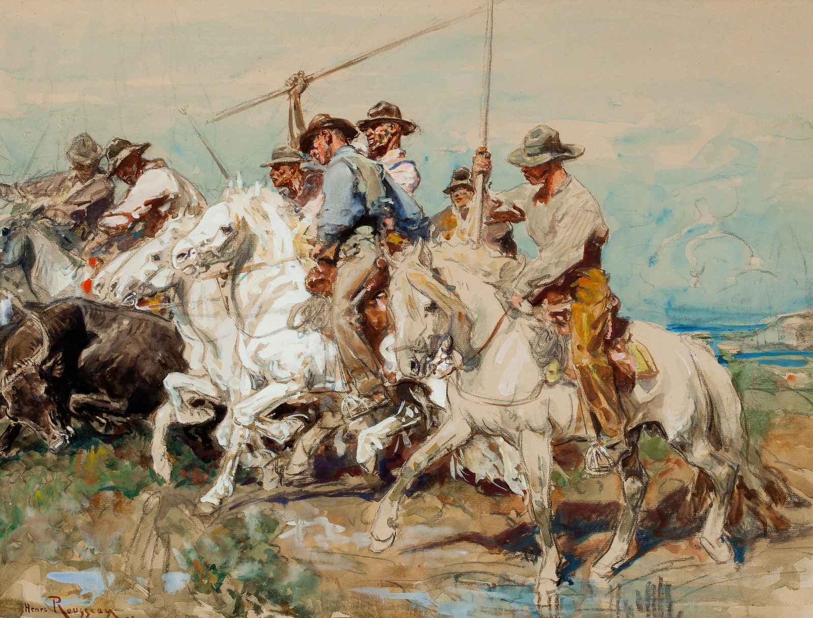 Wild West Cowboys Horse Riding Wall Art