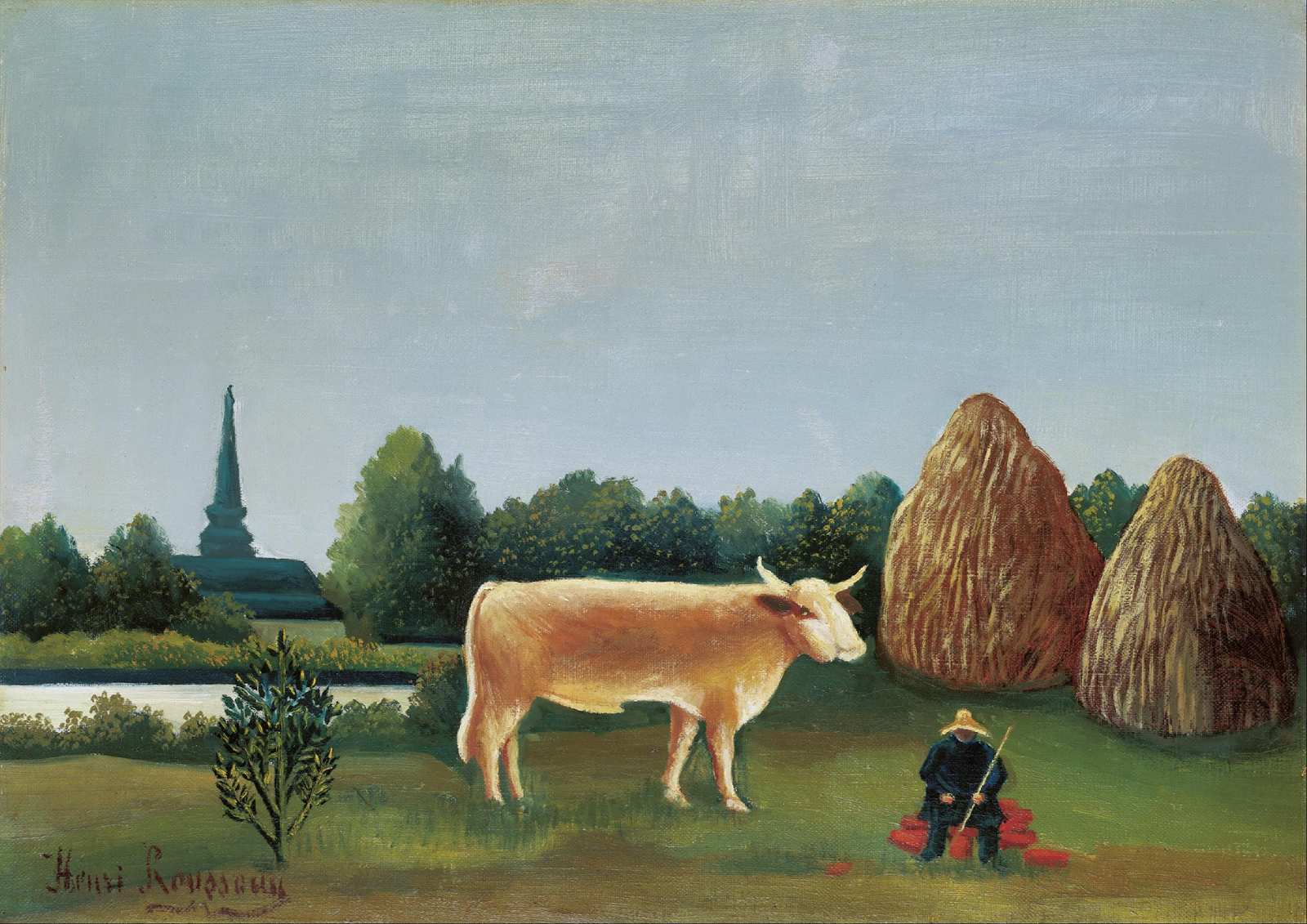 Rousseau's Serene Pasture Cow Wall Art