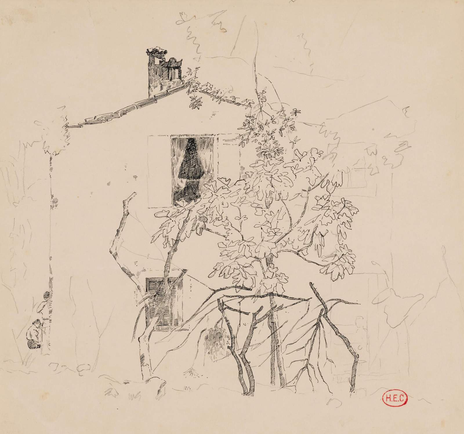 Serene Countryside Sketch Wall Art