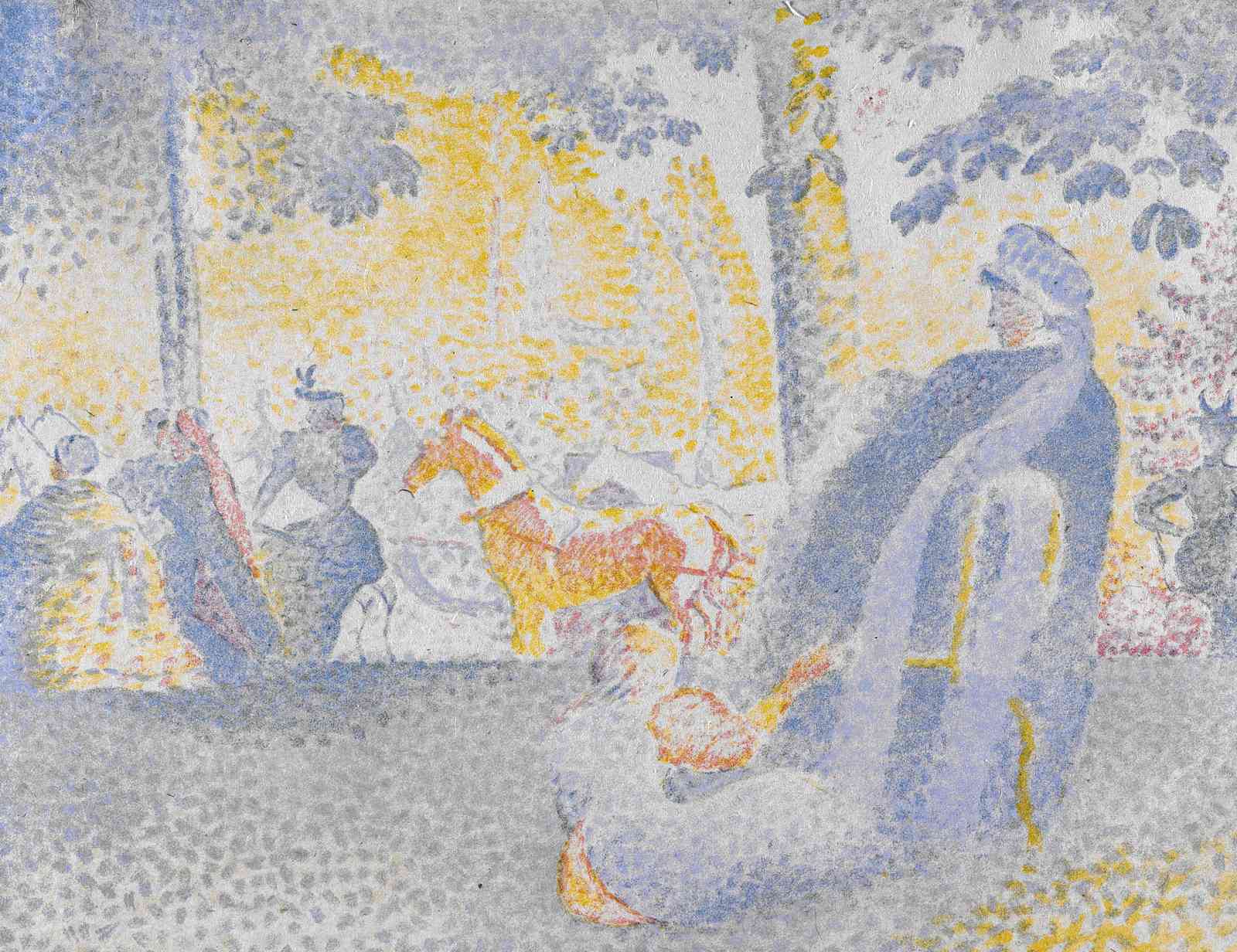 Impressionist Park Scene Horse Wall Art