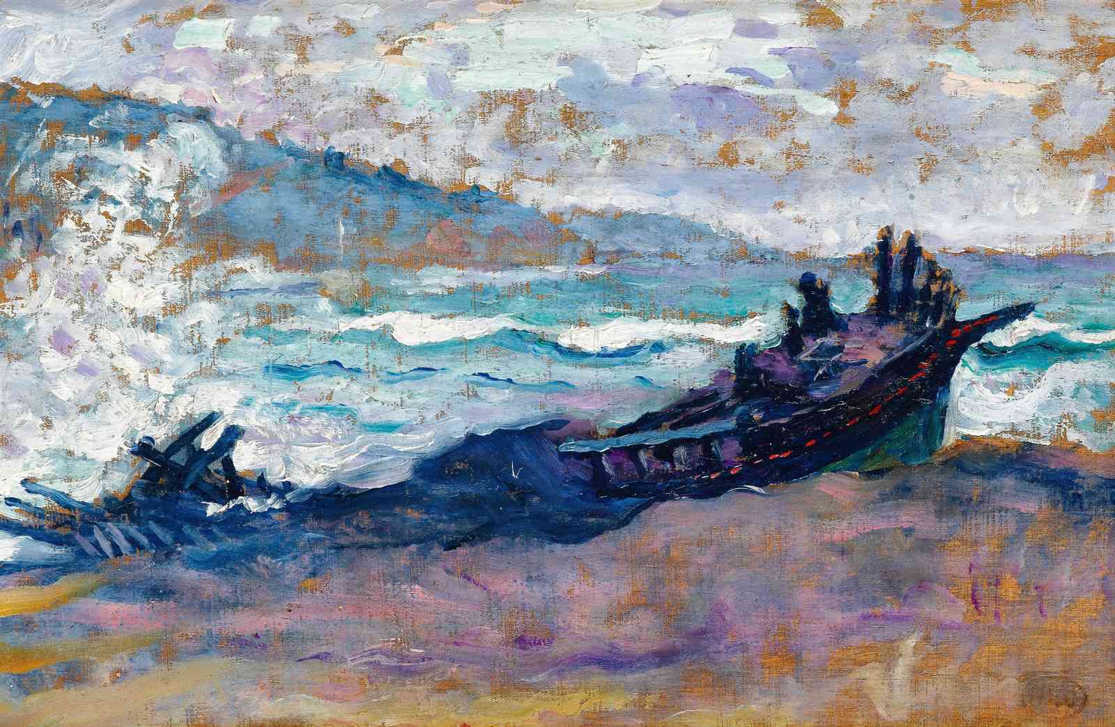 Impressionist Shipwreck Seascape Wall Art