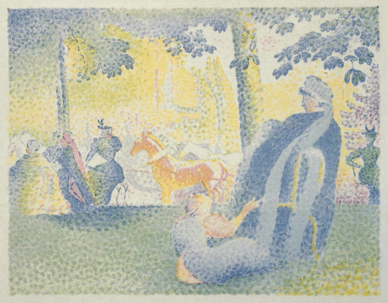 Pointillist Park Scene Wall Art