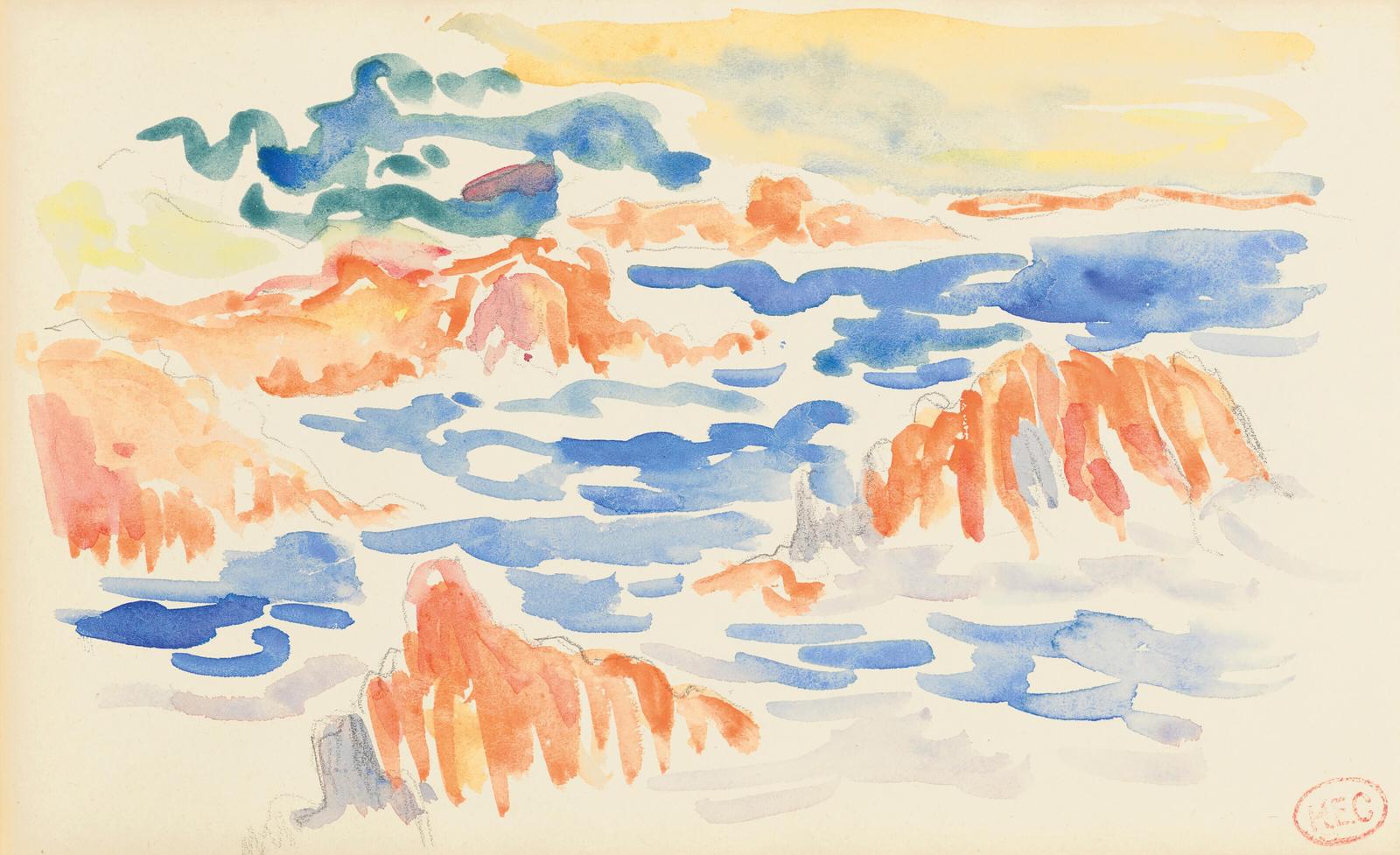 Vibrant Coastal Landscape Watercolor Wall Art