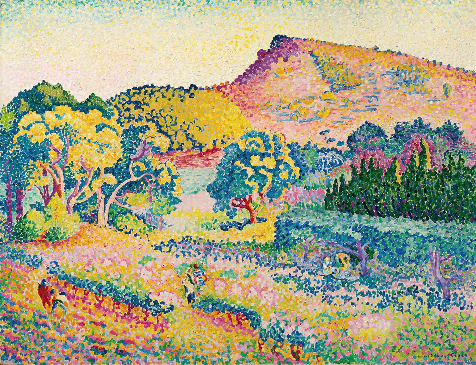 Vibrant Pointillist Landscape Wall Art