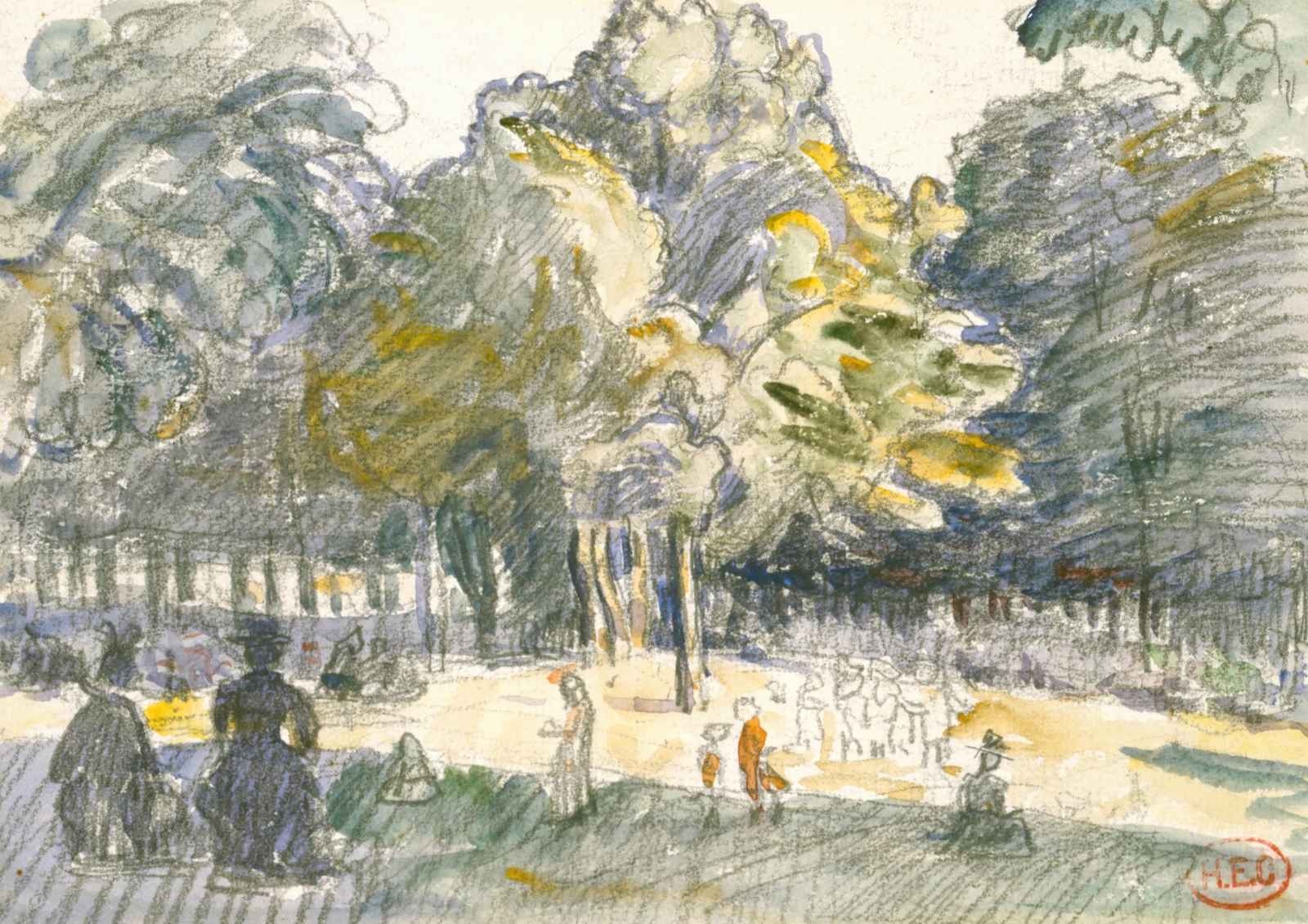 Impressionist Park Scene Wall Art