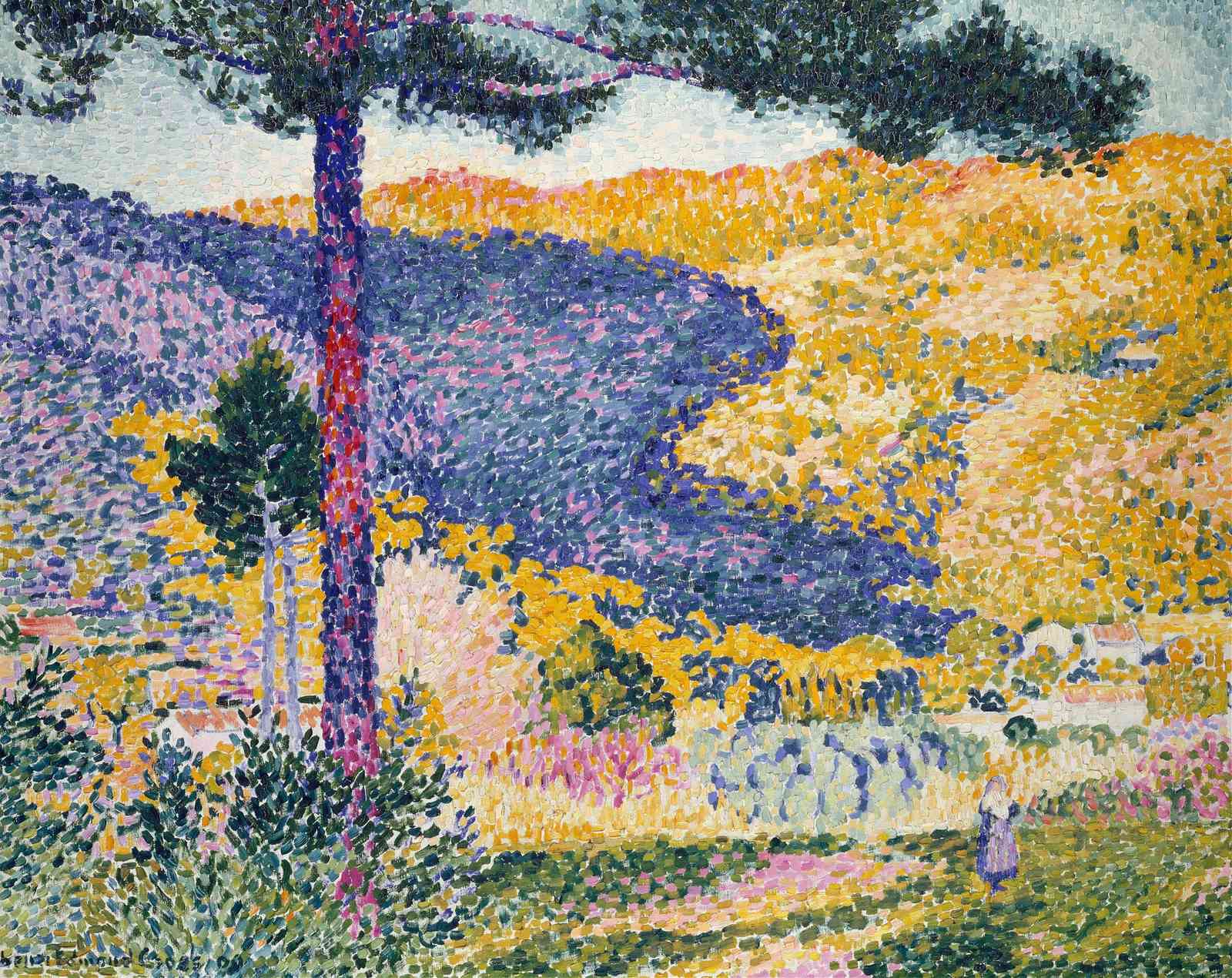 Vibrant Pointillist Landscape Wall Art