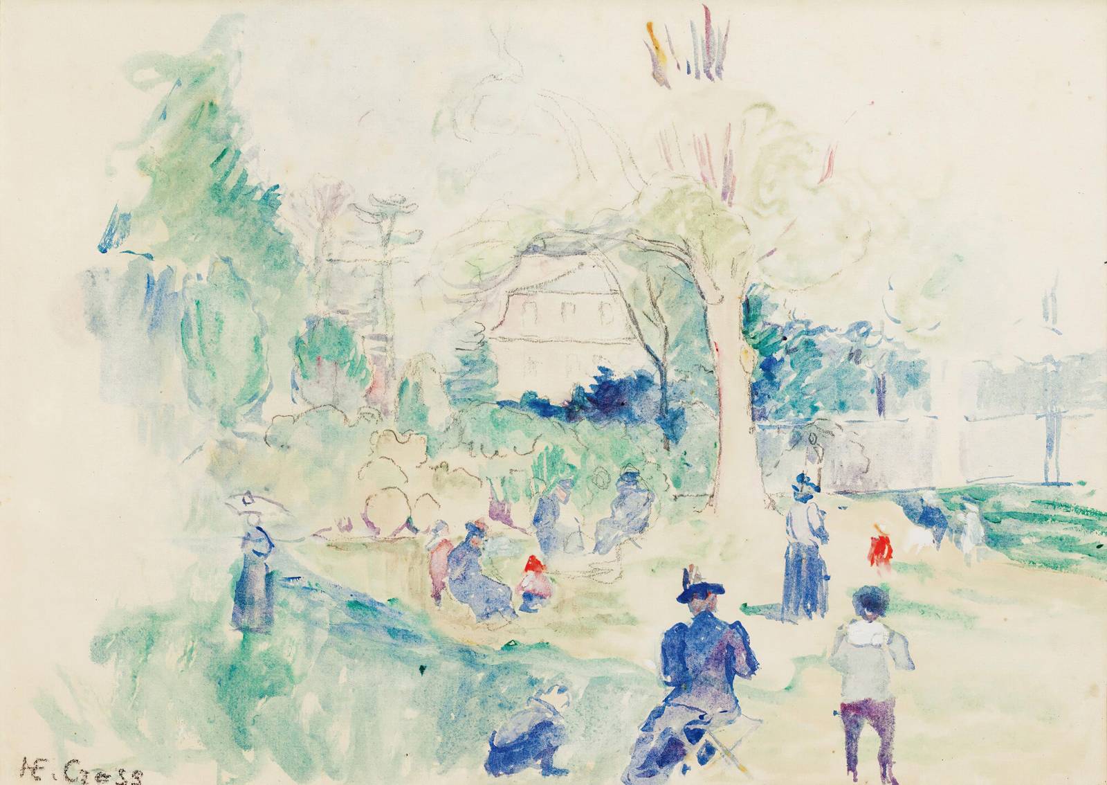 Impressionist Garden Scene Wall Art