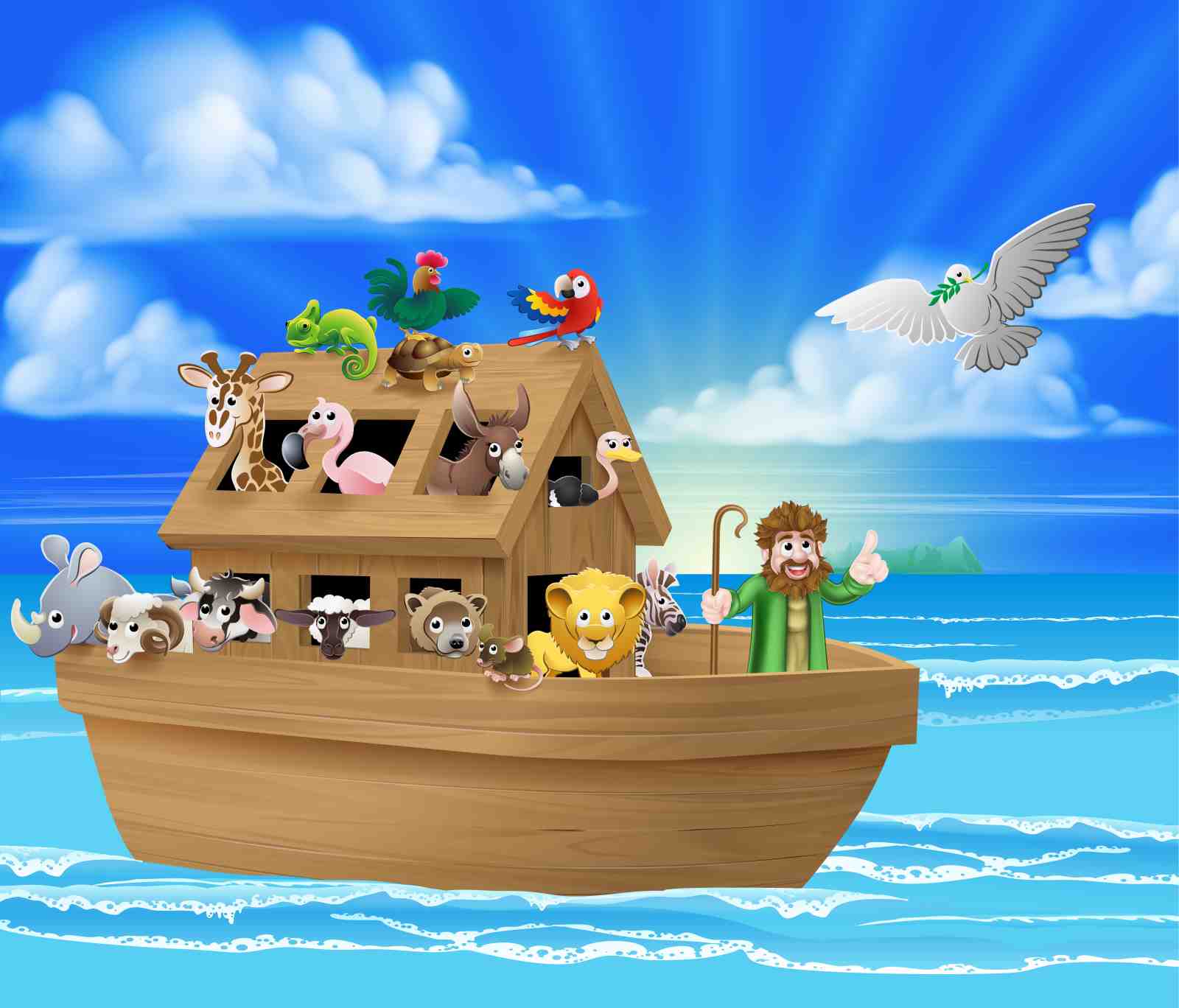 Noah's Ark Cartoon Animals Wall Art