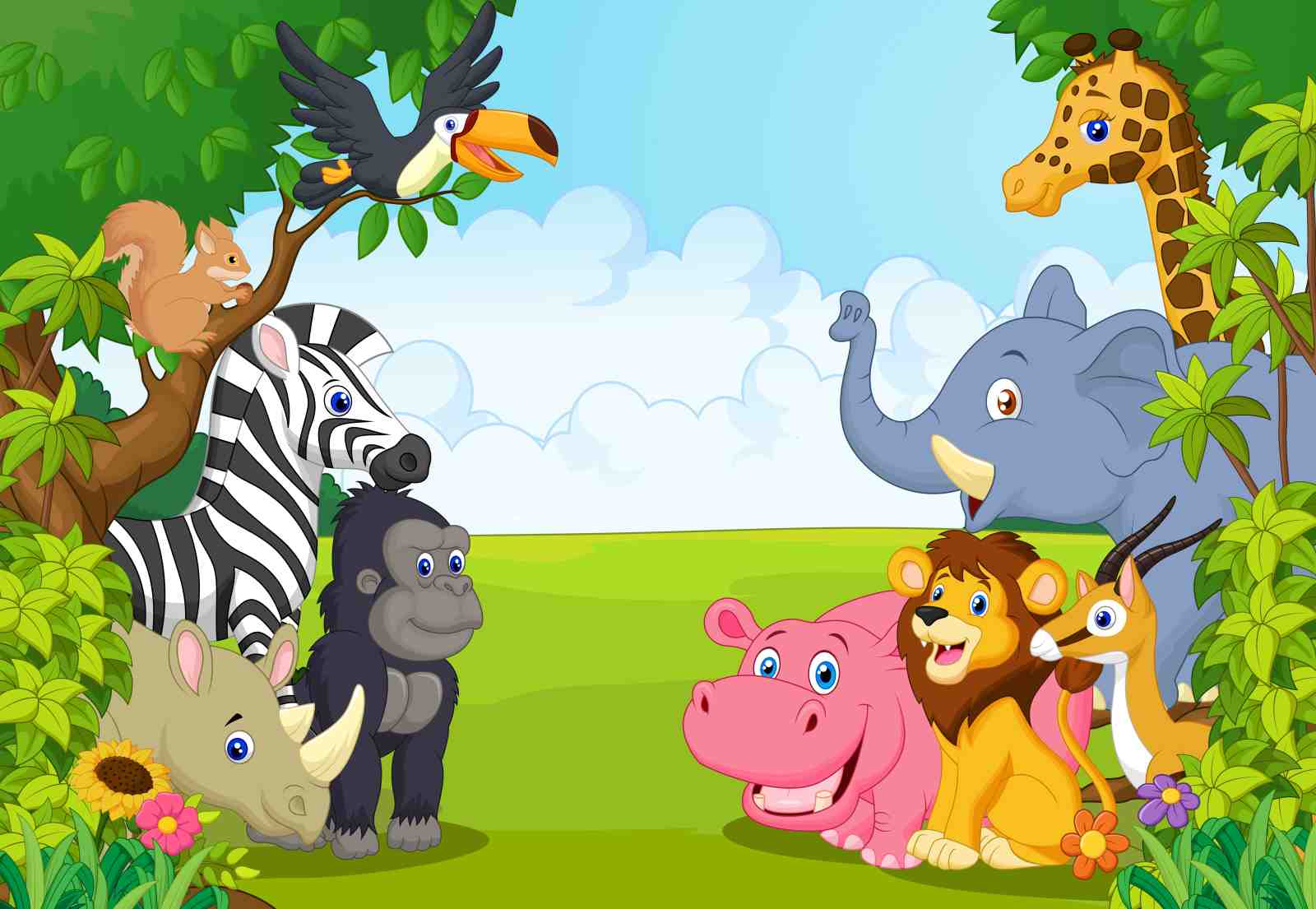 Jungle Friends Safari Animals Wall Art