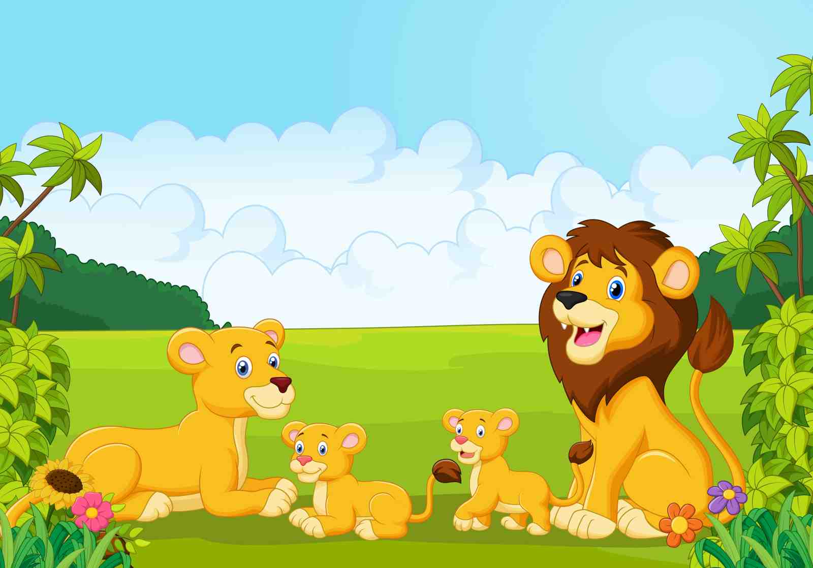 Joyful Lion Family Safari Art Wall Art