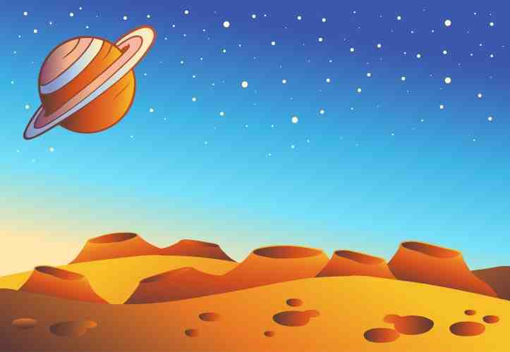 Whimsical Saturn & Martian Landscape Wall Art