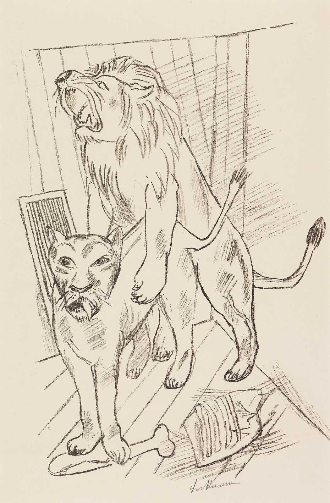 Powerful Lion Duo Sketch Wall Art