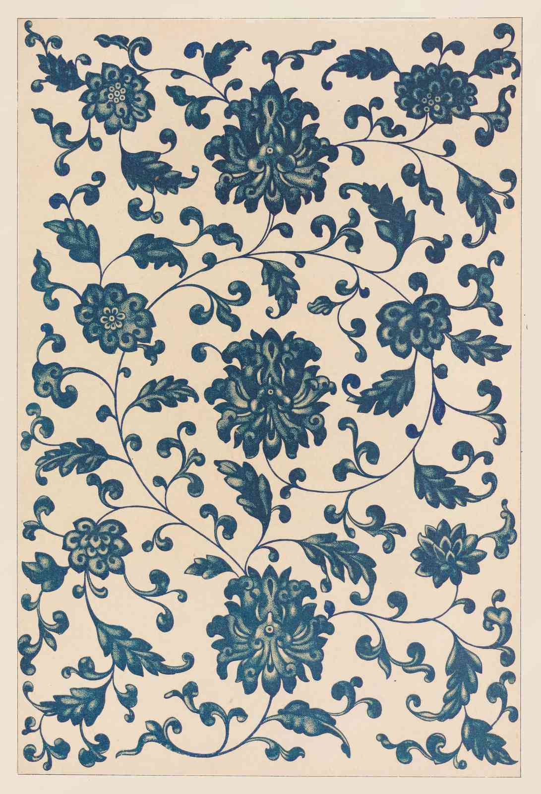 Blue Floral Scrollwork Wall Art