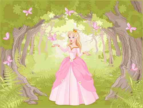 Enchanted Forest Princess Pink Gown Wall Art