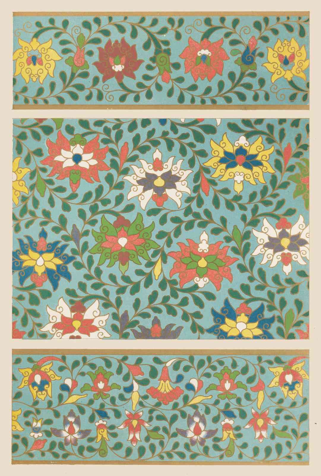 Exotic Floral Pattern Turquoise Wall Art