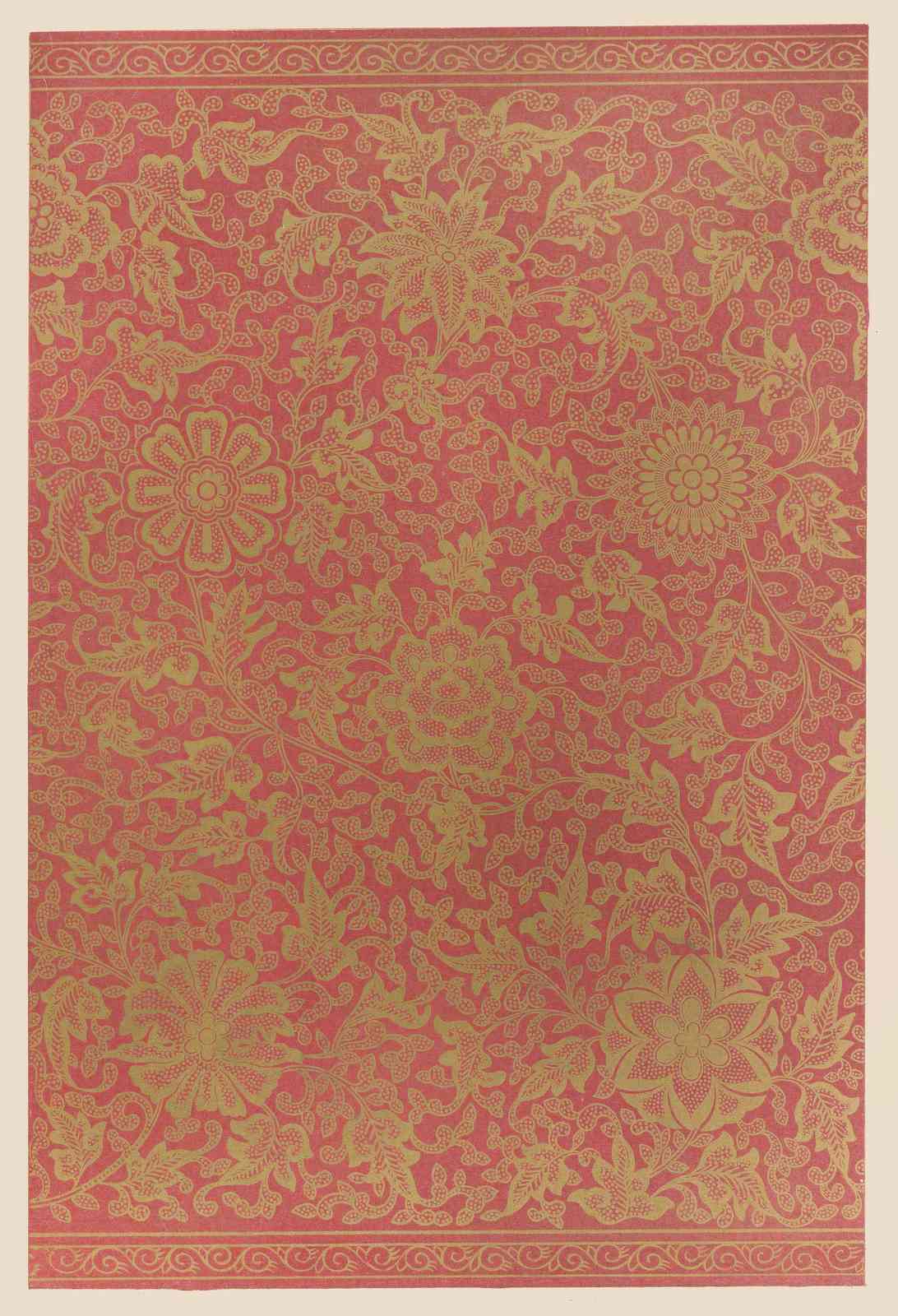 Vintage Floral Red & Gold Damask Wall Art