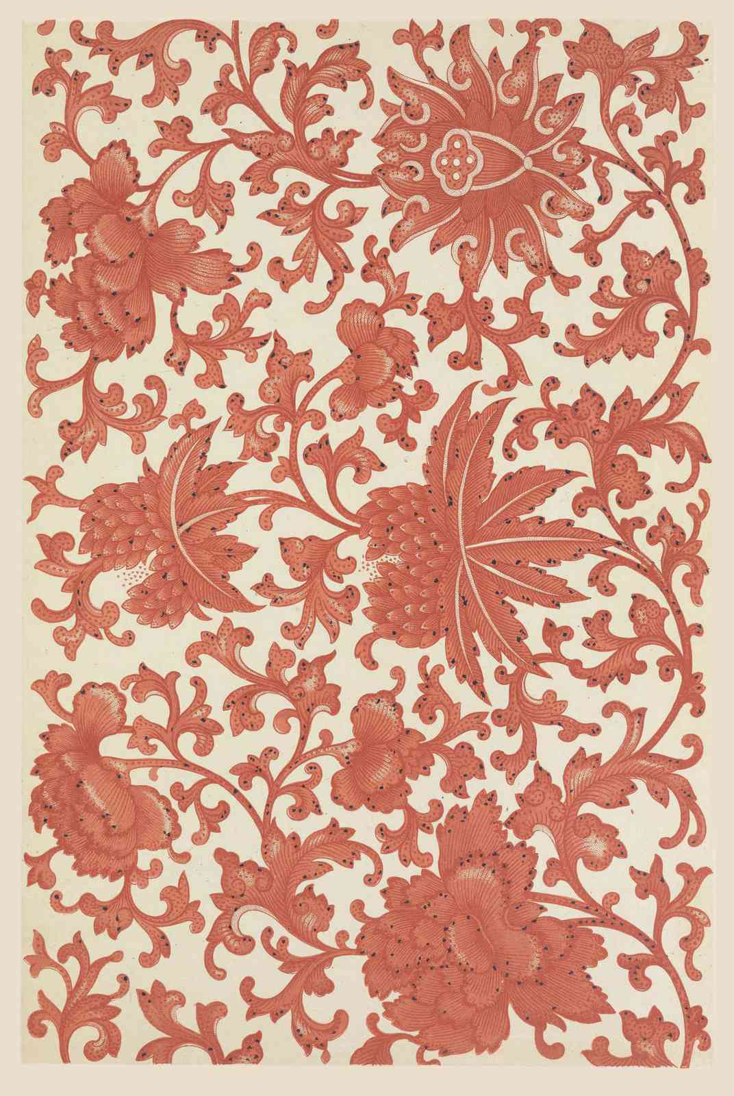Antique Coral Floral Scroll Wall Art