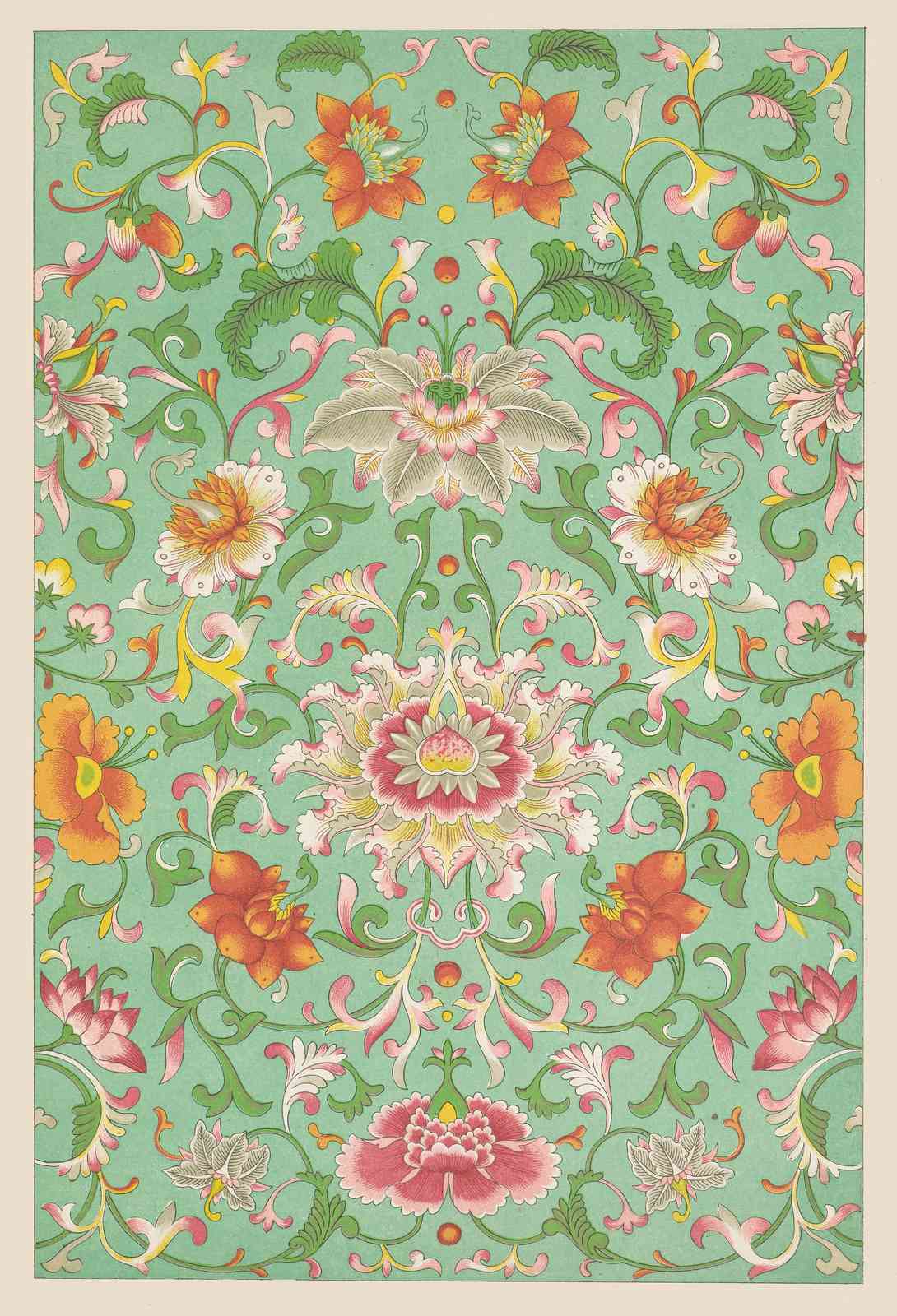 Elegant Floral Scroll Oriental Wall Art