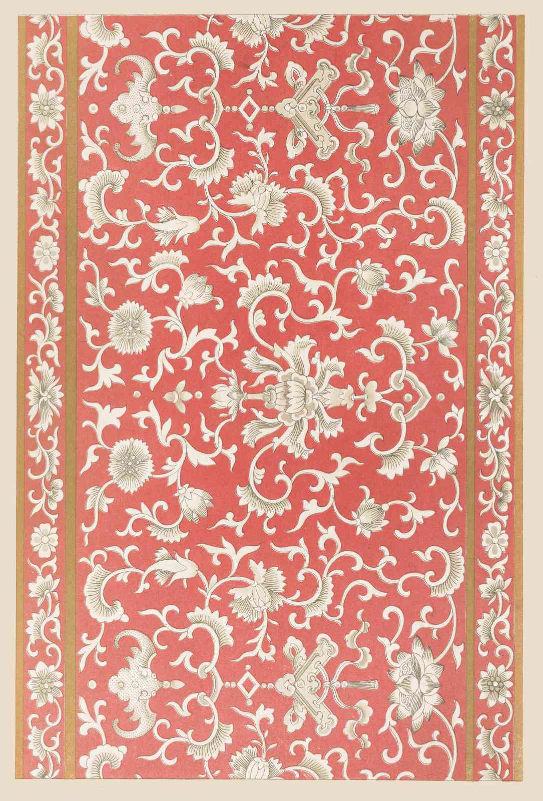 Vintage Chinoiserie Floral Red Wall Art