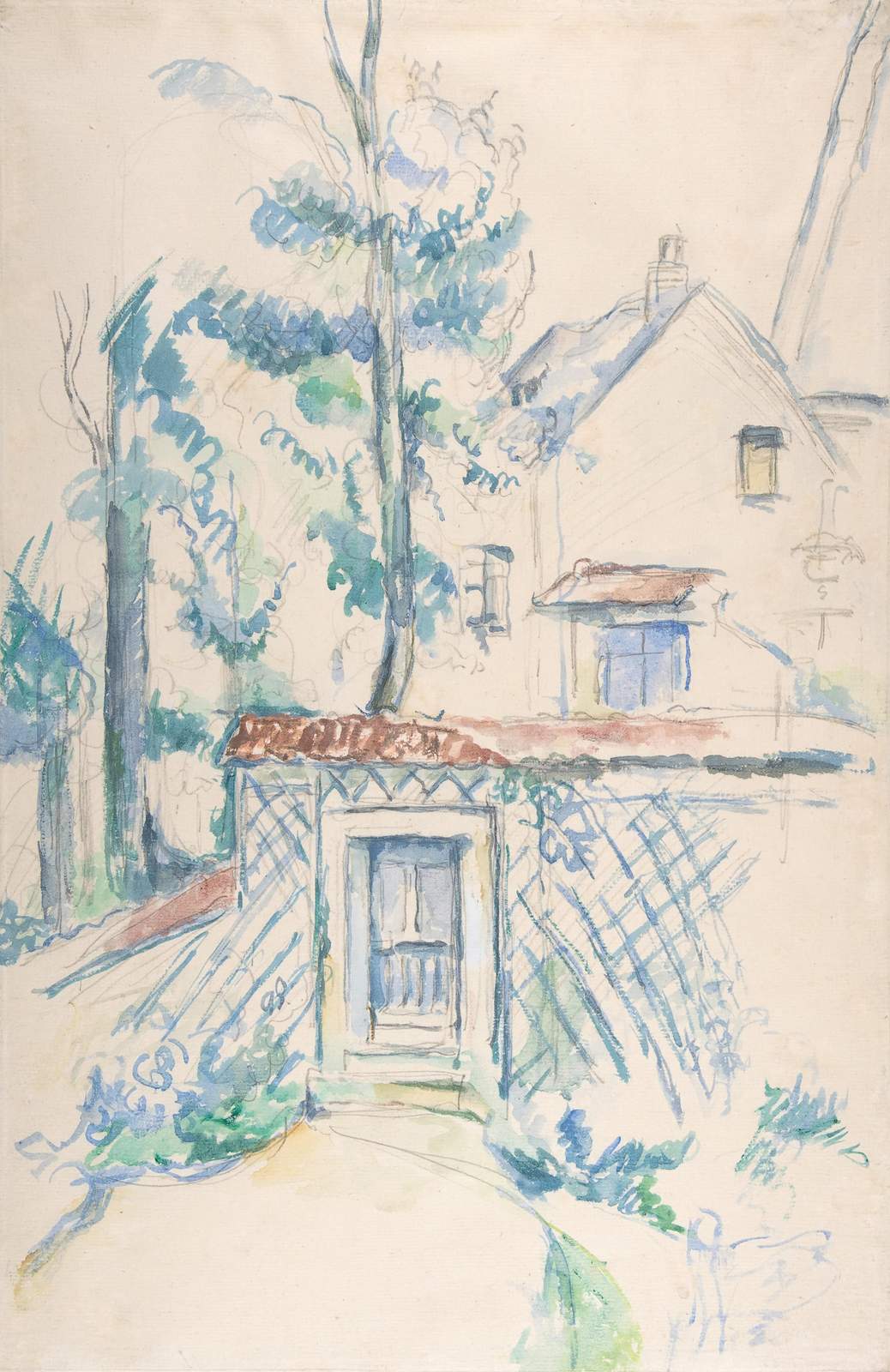 Serene Garden Doorway Watercolor Wall Art