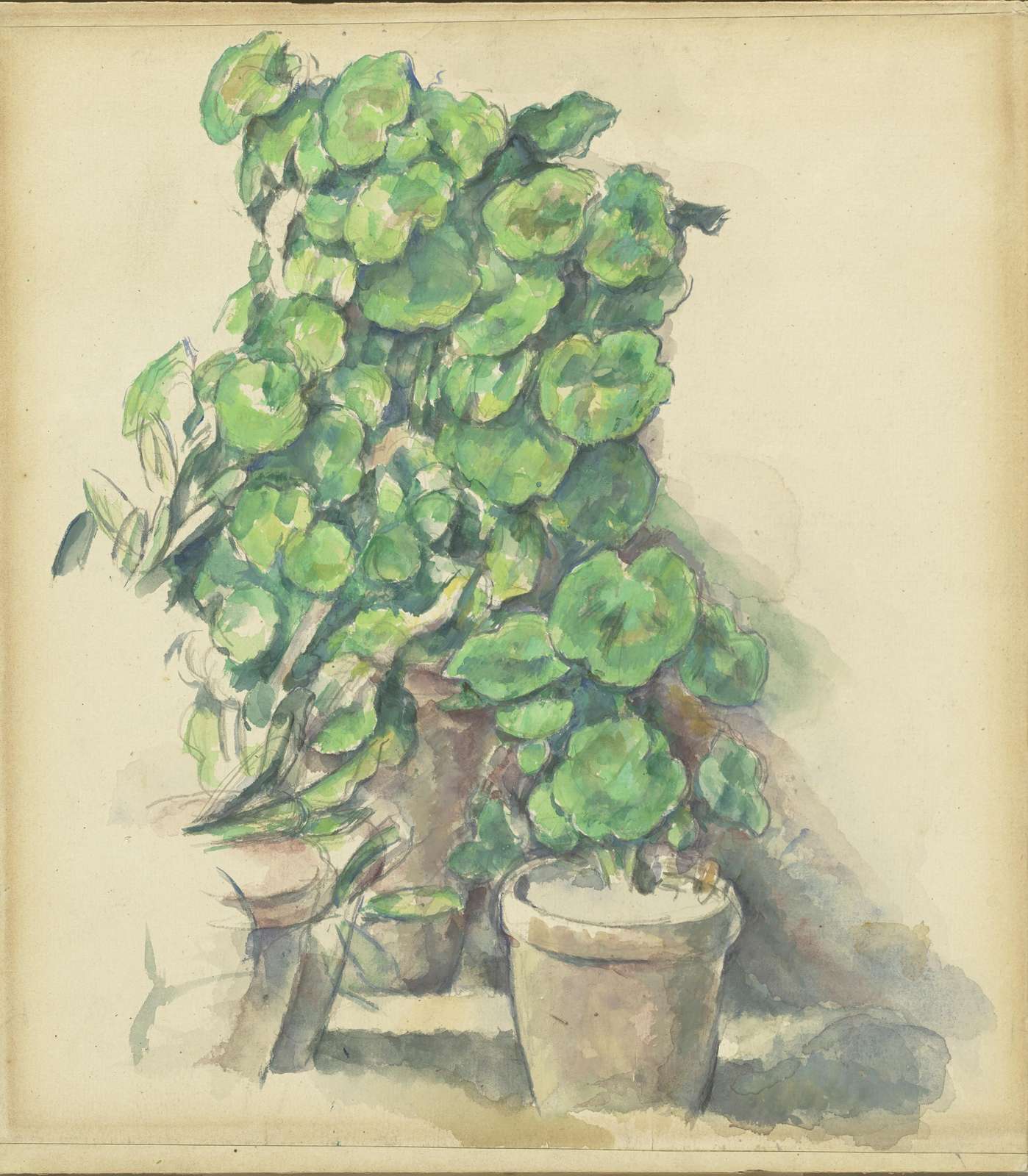 Vibrant Green Potted Plant Watercolor Wall Art