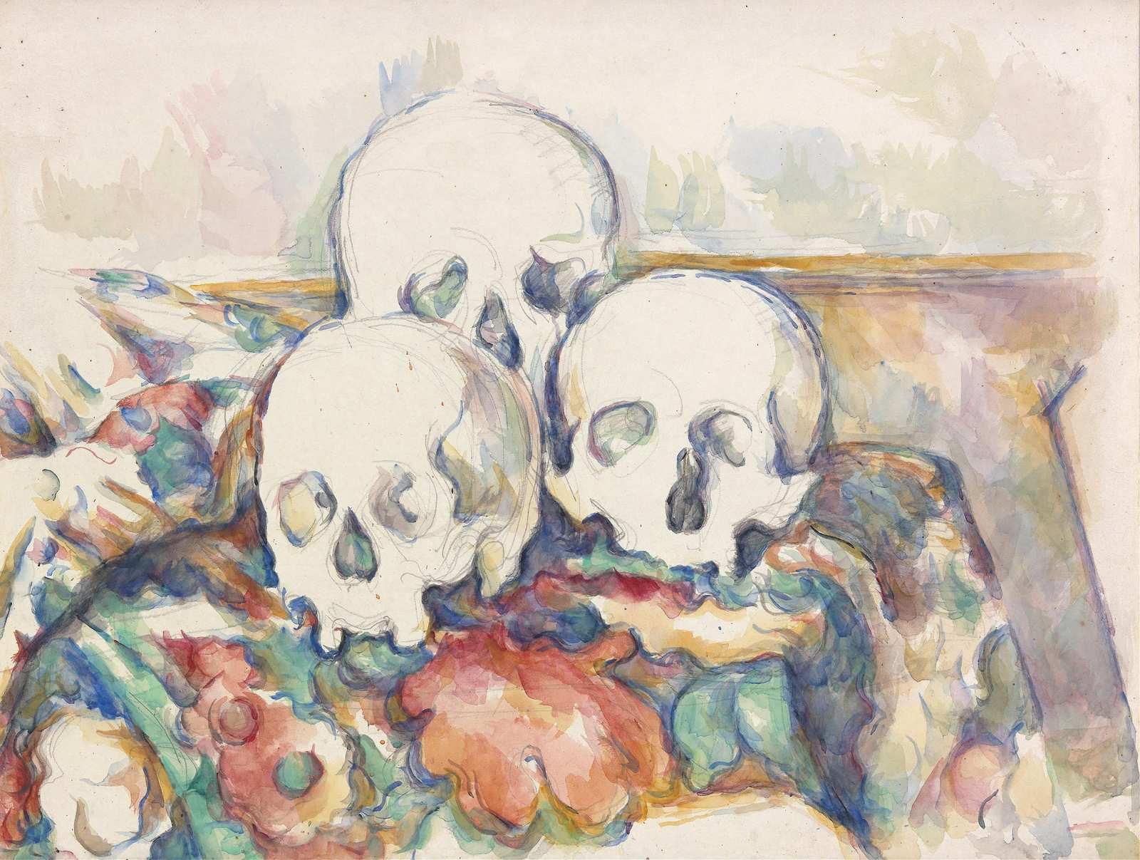 Mement Mori Skulls Watercolor Wall Art