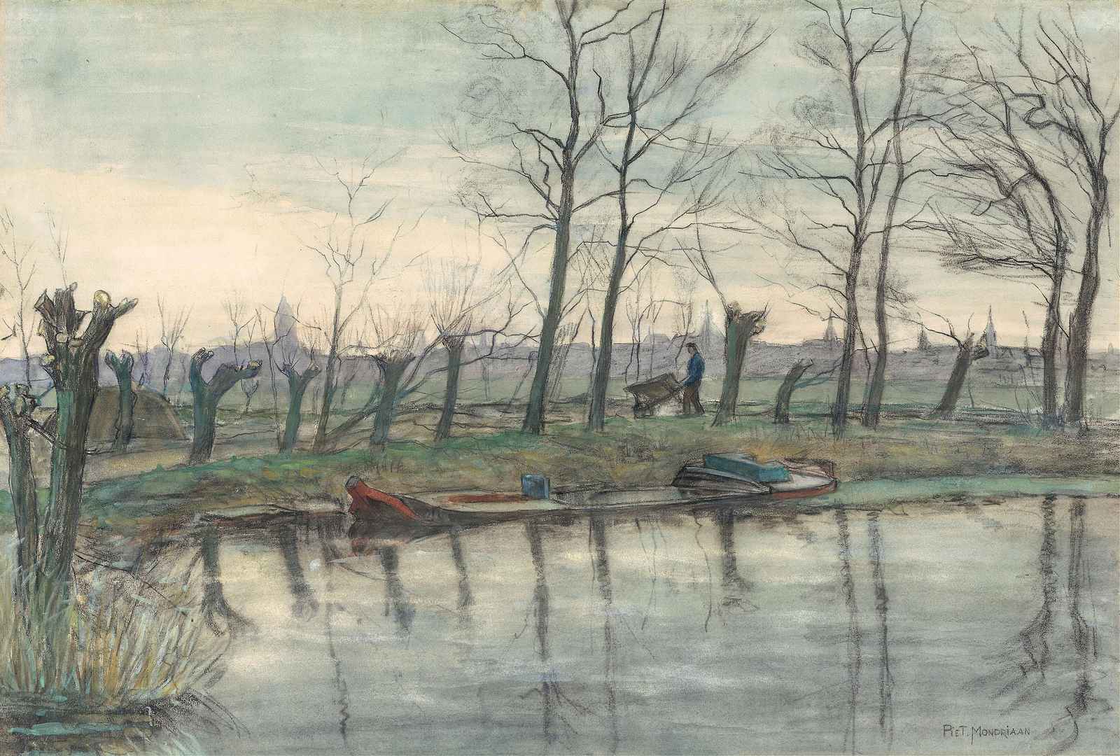 Tranquil River Scene Mondrian Wall Art