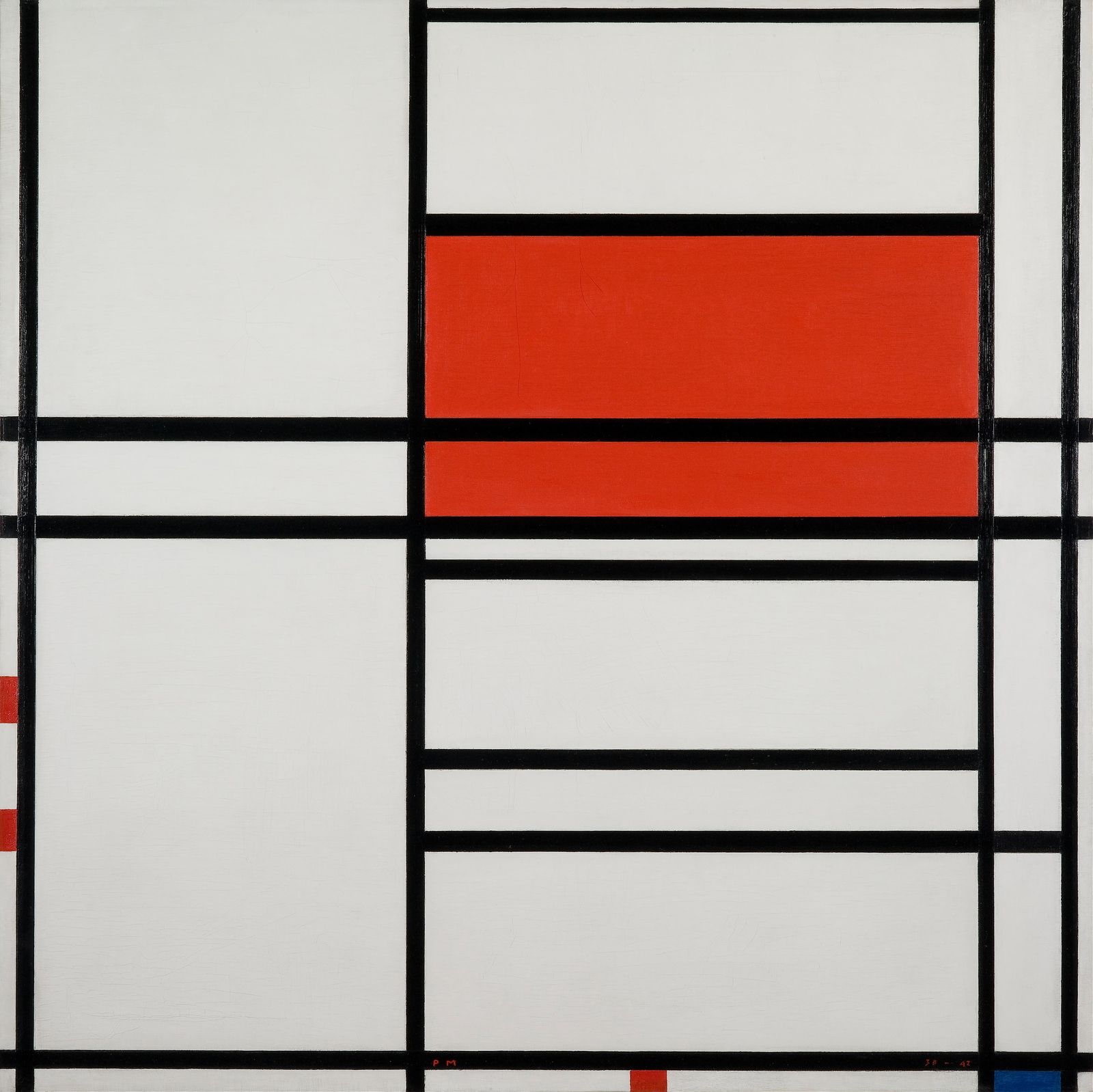 Abstract Geometric Red & White Wall Art