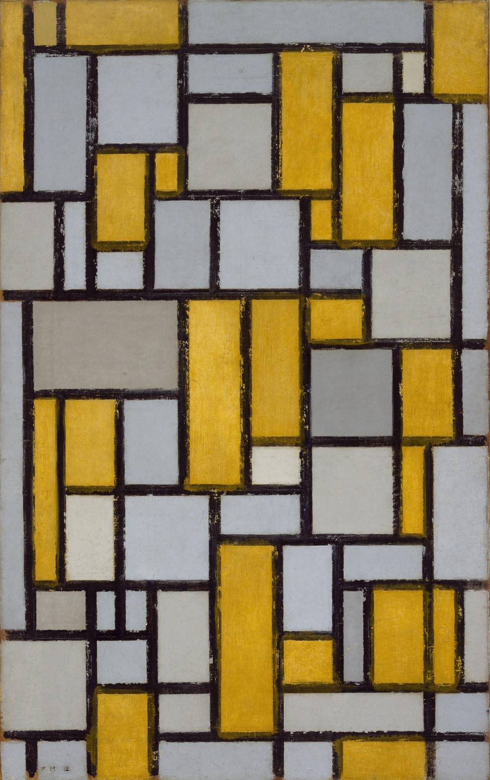 Abstract Geometric Yellow & Grey Wall Art