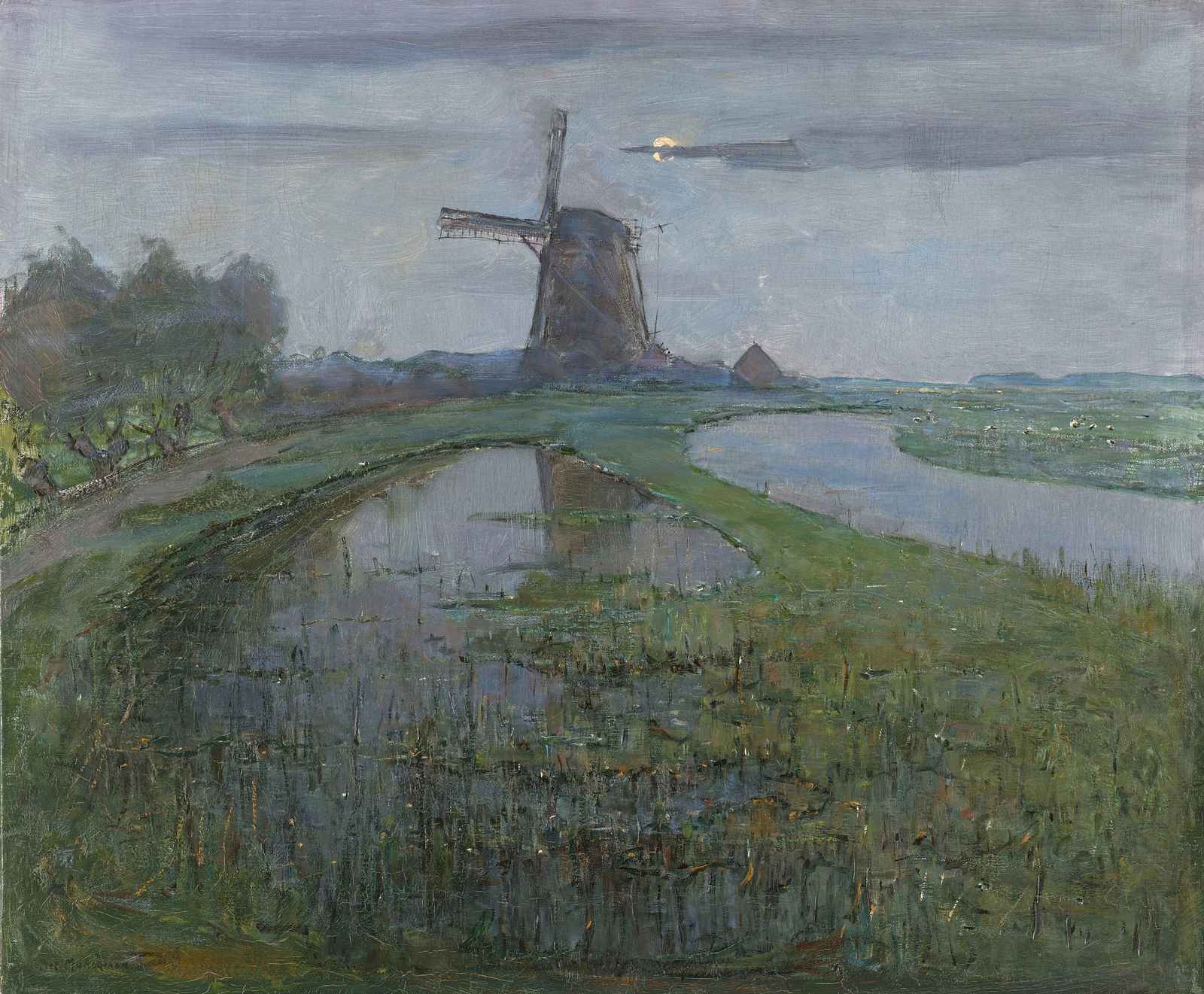 Tranquil Windmill Landscape Wall Art