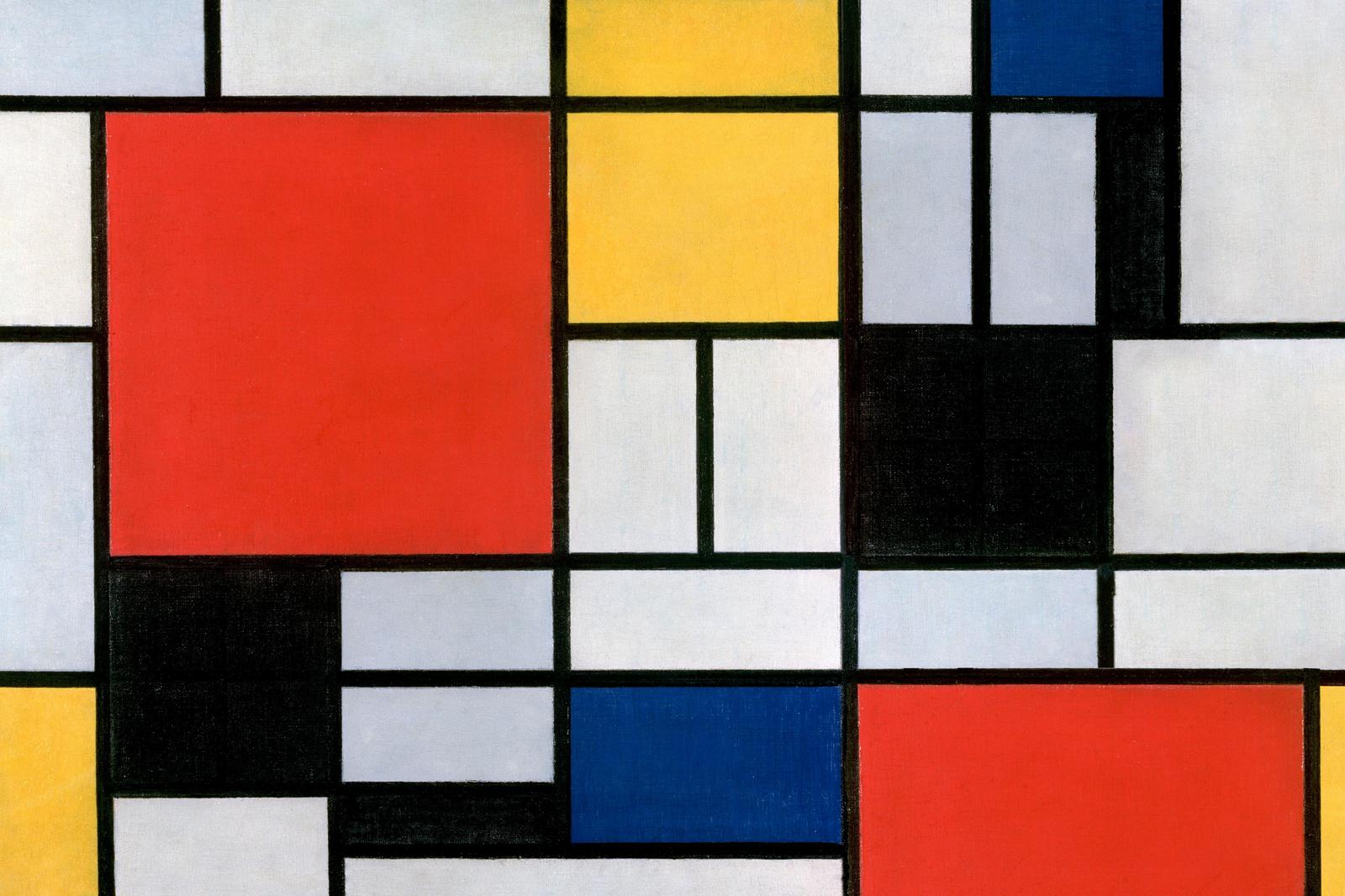 Abstract Geometric Red Yellow Blue Wall Art