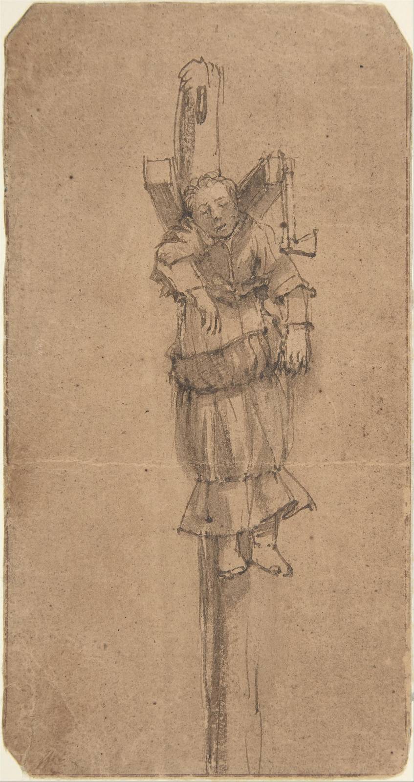 Antique Crucifixion Sketch Wall Art