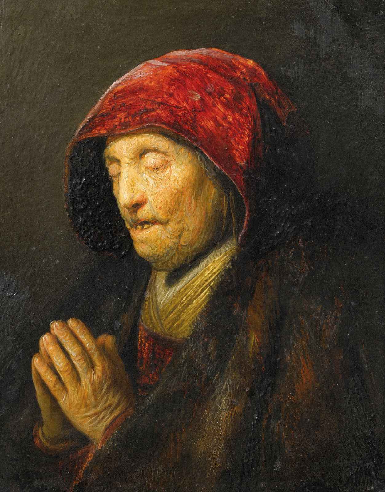 Rembrandt Old Woman Praying Wall Art