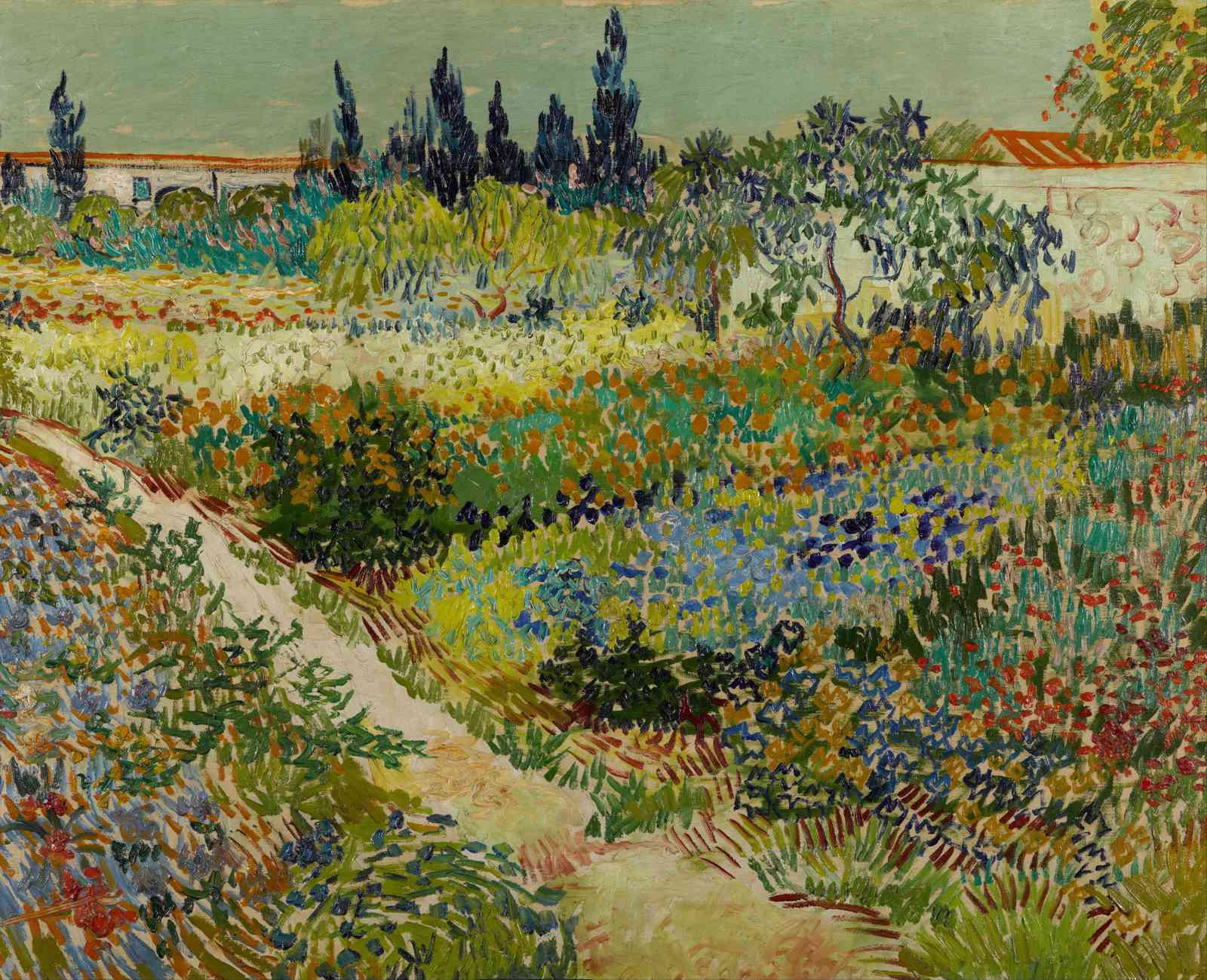 Vibrant Garden Path Van Gogh Style Wall Art