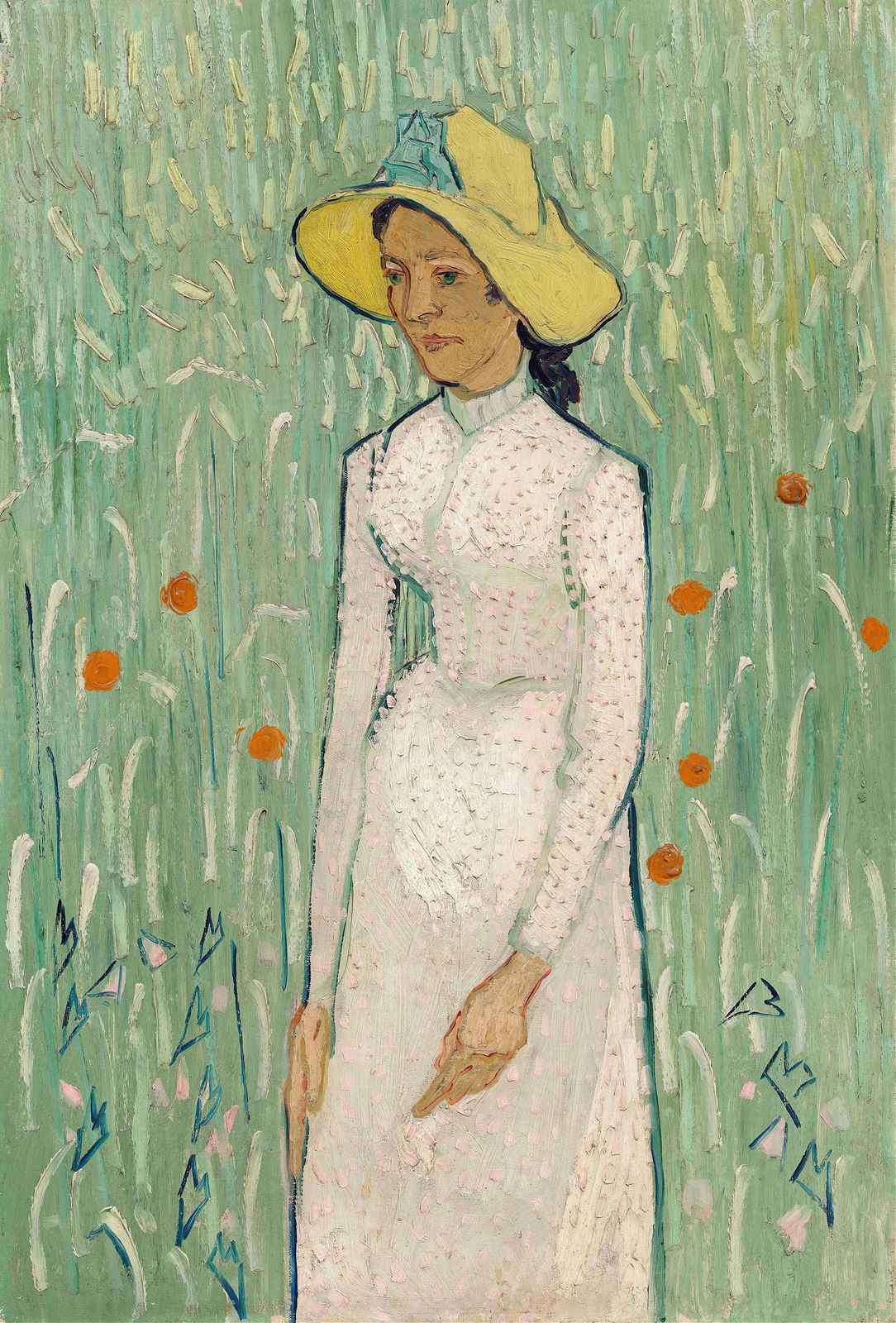Vintage Woman Yellow Hat Field Wall Art